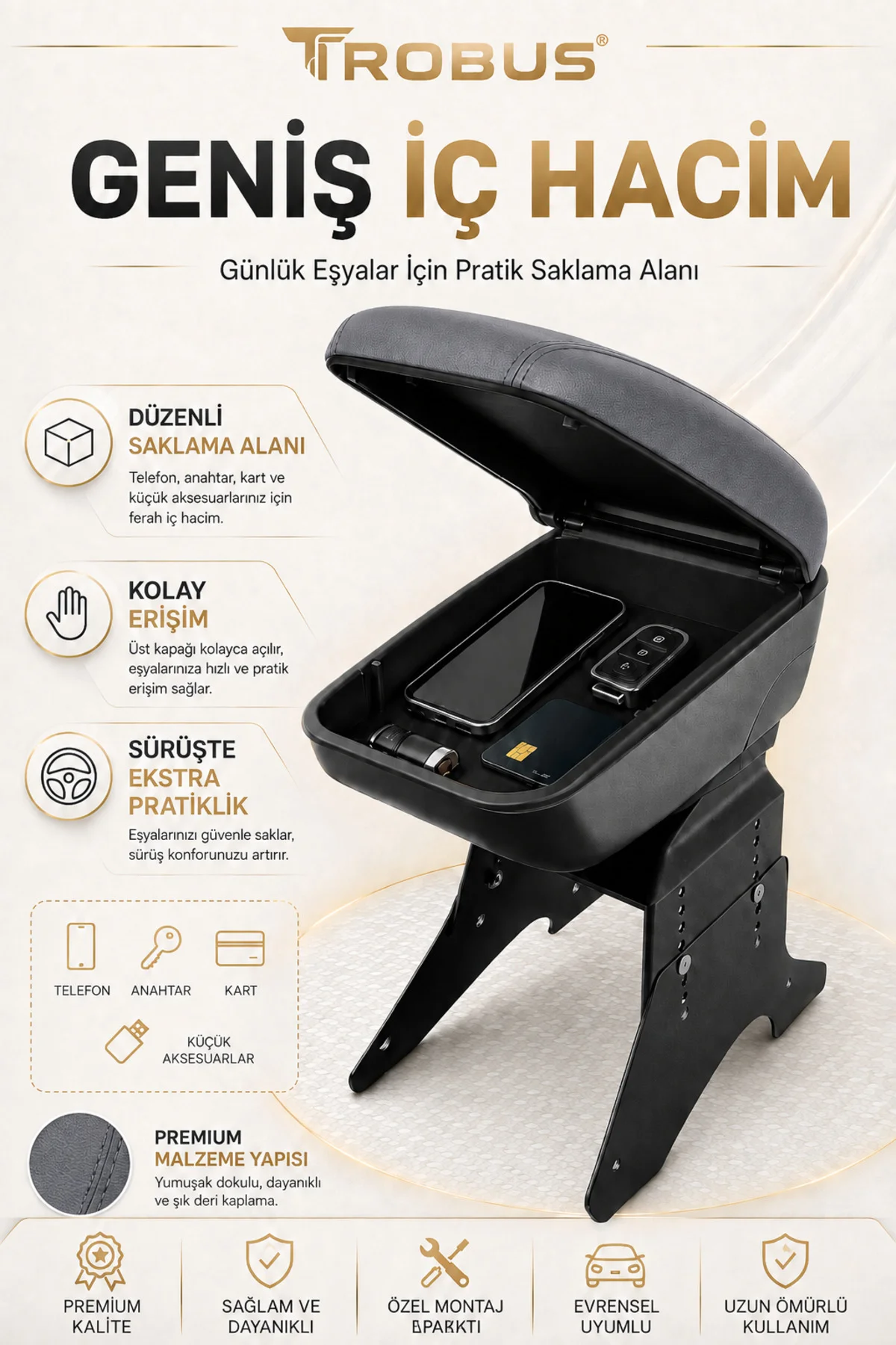 Renault R19 Europa 1992-2000 Uyumlu Füme Ayaklı Sürgülü Kolçak Ayarlanabilir Yükseklikli Fiyatı, Yorumları ve Özellikleri