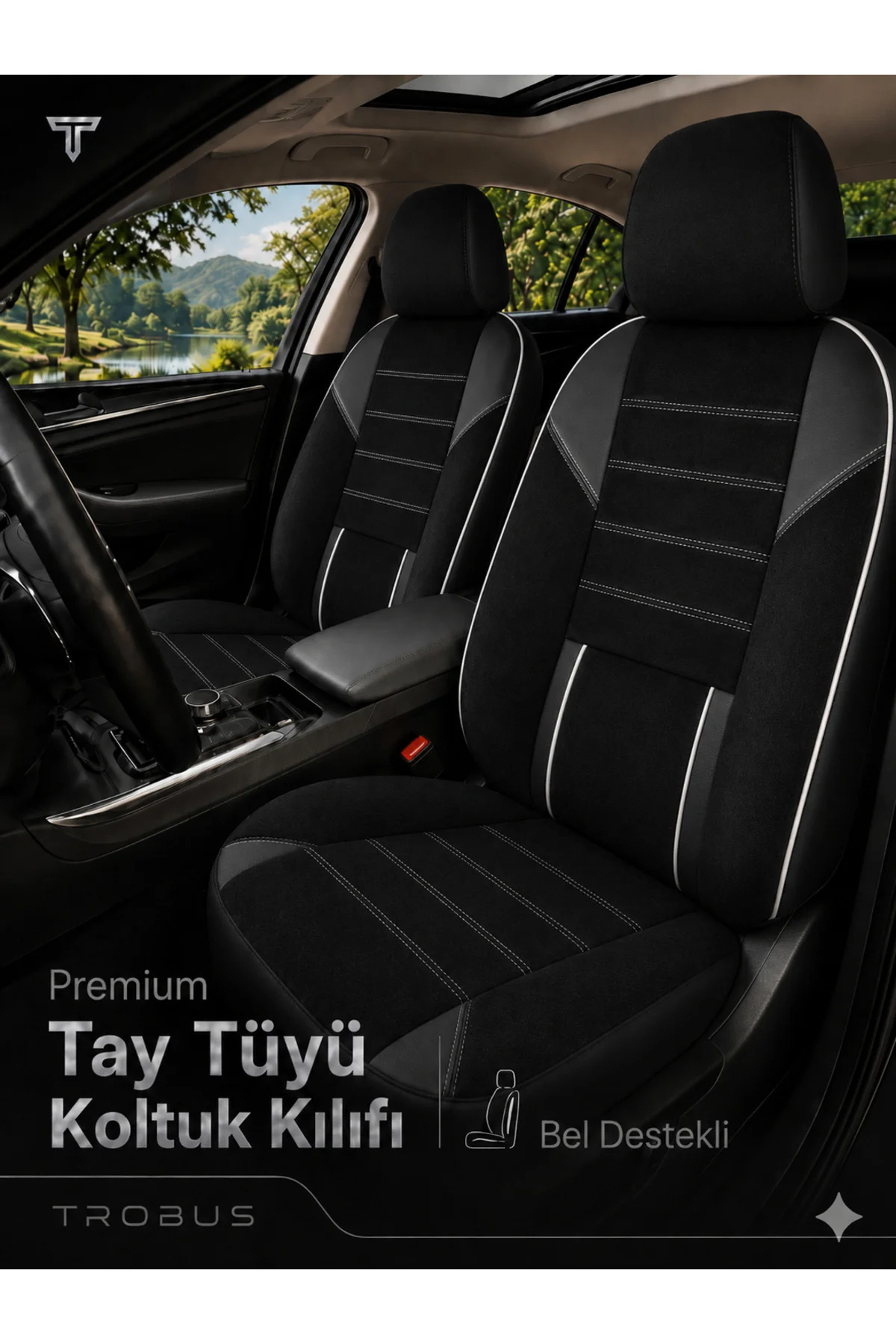 Renault R9 Broadway 1990-2000 Uyumlu Nova Serisi Tay Tüyü Bel Destekli Siyah Beyaz Koltuk Kılıfı Renault R9 Broadway 1990-2000 Uyumlu Nova Serisi Tay Tüyü Bel Destekli Siyah Beyaz Koltuk Kılıfı
