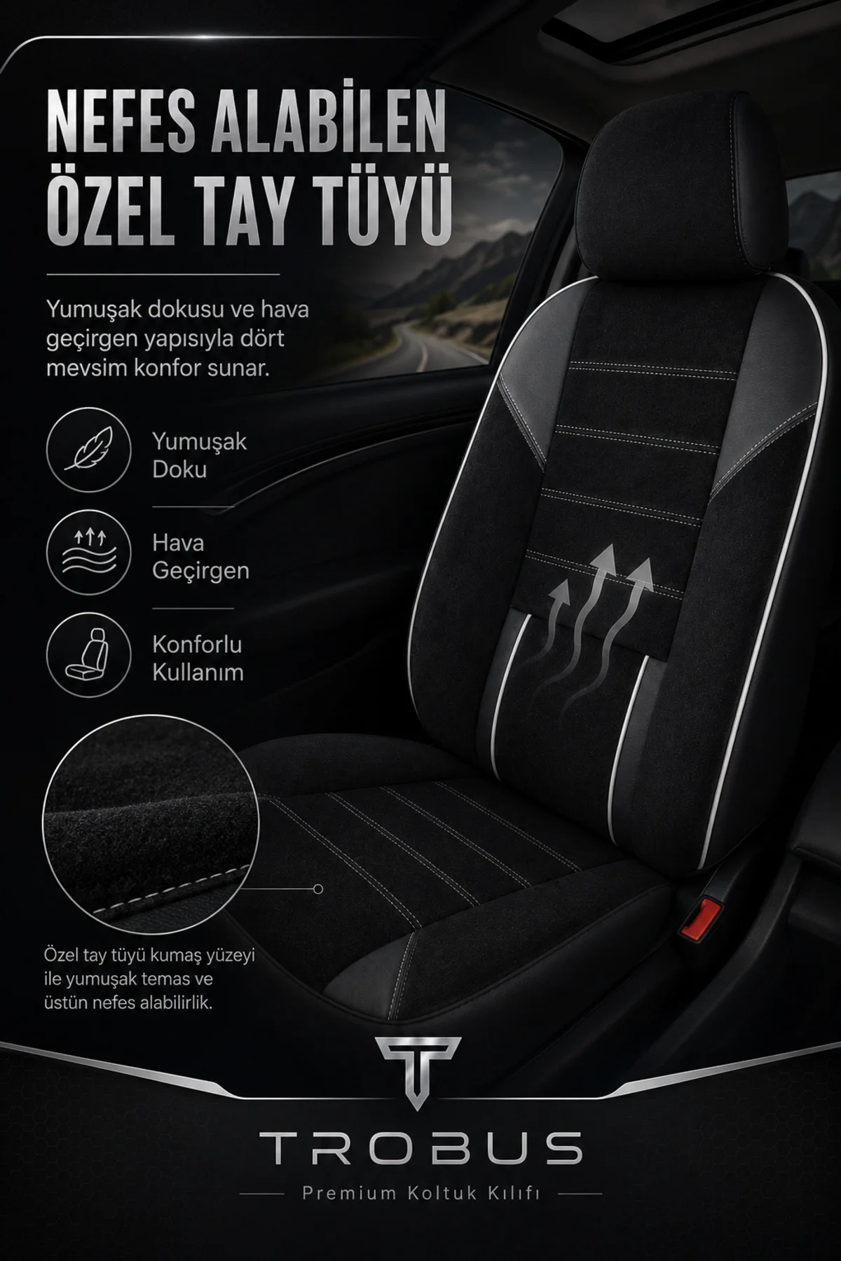 Renault R9 Broadway 1990-2000 Uyumlu Nova Serisi Tay Tüyü Bel Destekli Siyah Beyaz Koltuk Kılıfı Renault R9 Broadway 1990-2000 Uyumlu Nova Serisi Tay Tüyü Bel Destekli Siyah Beyaz Koltuk Kılıfı