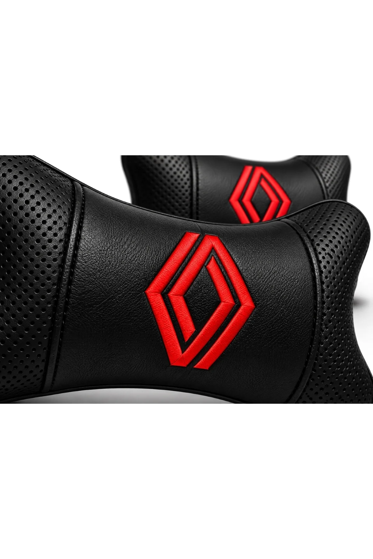 Renault Red Serisi Sade Logo 4 Parça Oto Aksesuar Seti – 2 Boyun Yastığı + 2 Emniyet Kemer Pedi, Kırmızı Nakışlı Yeni Renault Logo, Konfor Seti - Görsel 3