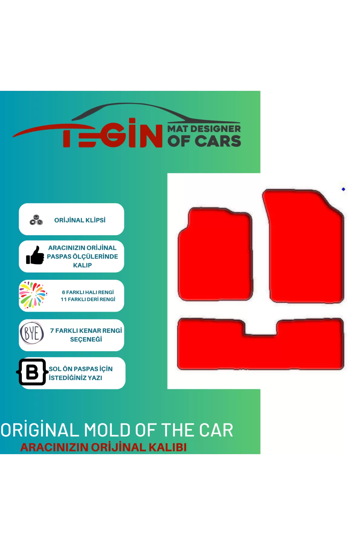 Renault Symbl 2 2008-2012 Prime Sarı Halı Mavi Kenar Halı Paspas