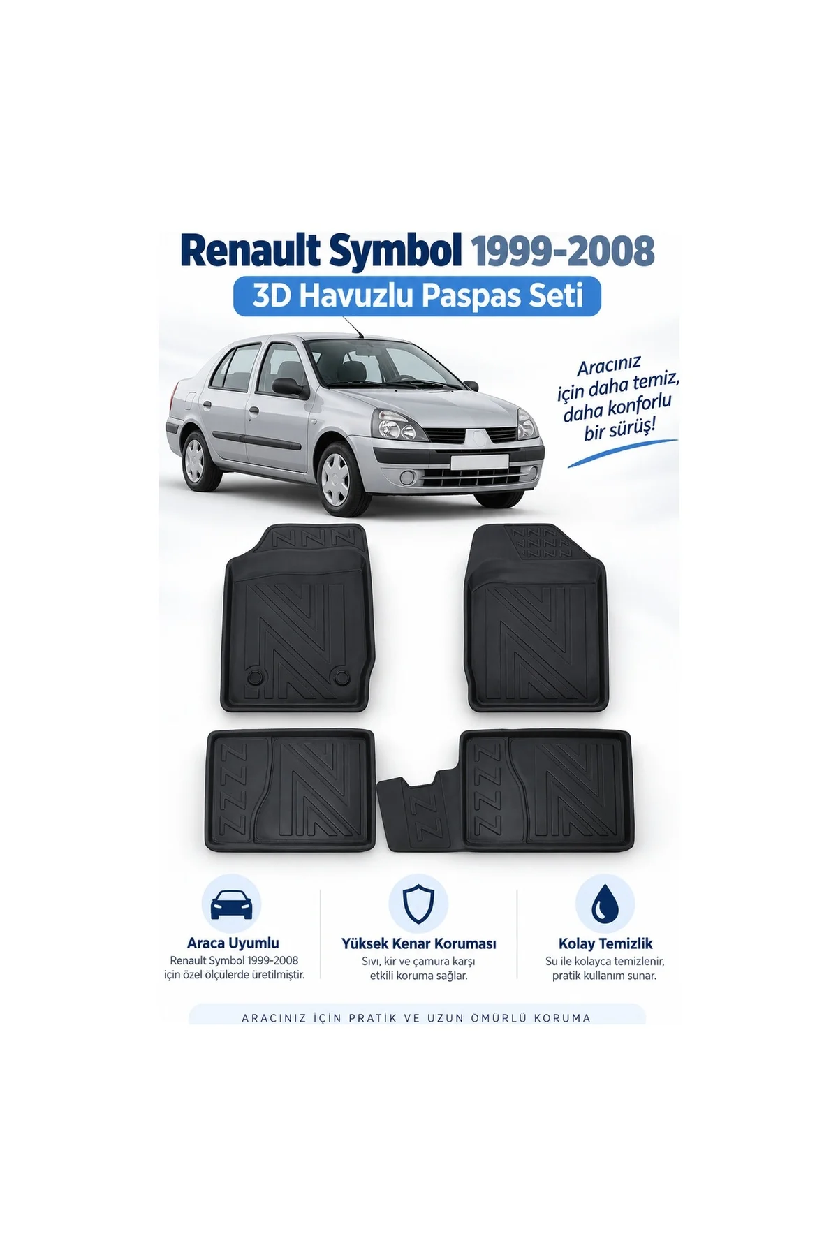 Renault Symbol 1999-2008 Karbon Desenli Premium 3D Havuzlu Oto Paspas Renault Symbol 1999-2008 Karbon Desenli Premium 3D Havuzlu Oto Paspas