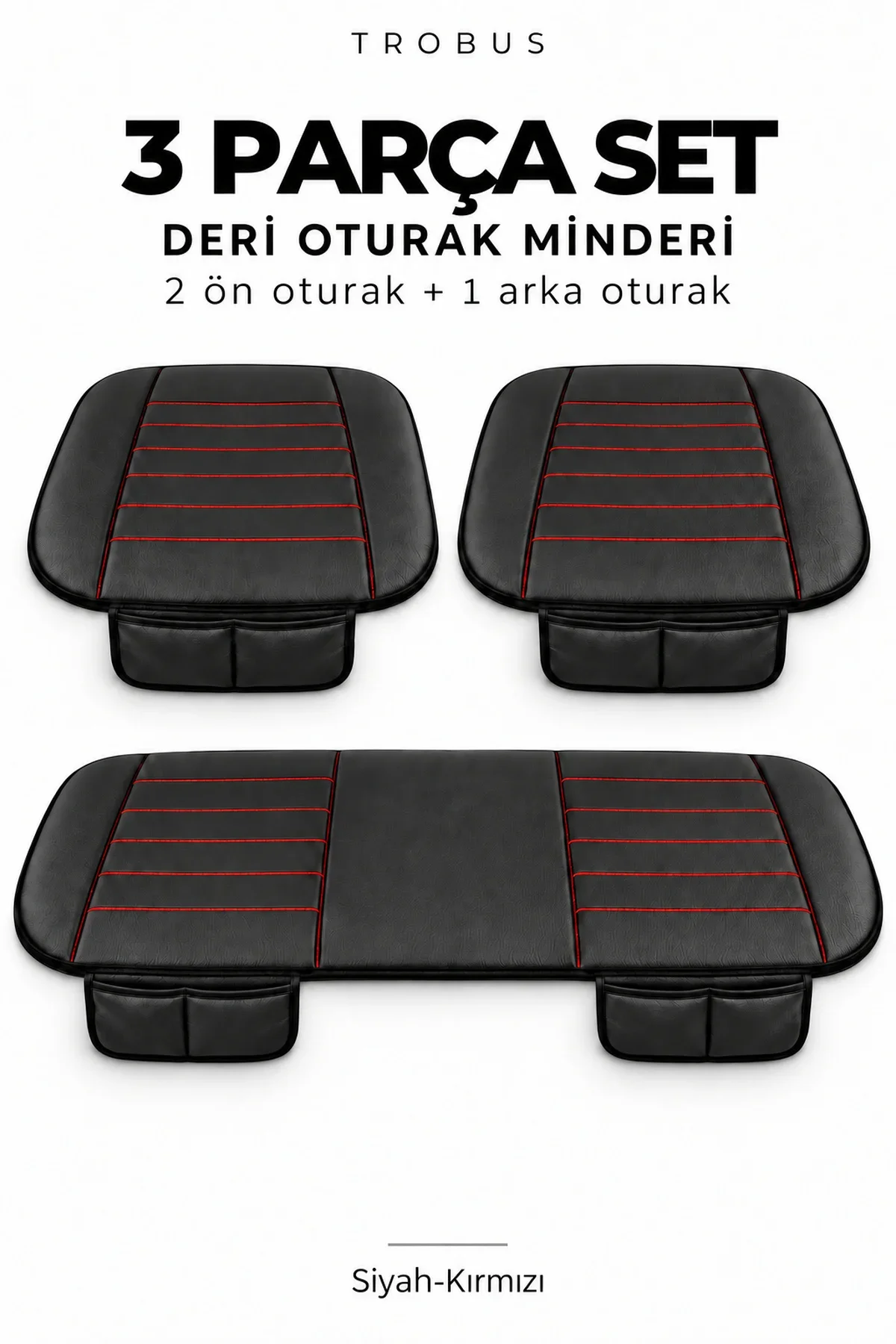 Renault Symbol 2008+ Çizgili Suni Deri Su Geçirmez 3'lü Oturak Minderi Siyah Kırmızı Renault Symbol 2008+ Çizgili Suni Deri Su Geçirmez 3'lü Oturak Minderi Siyah Kırmızı - Görsel 8