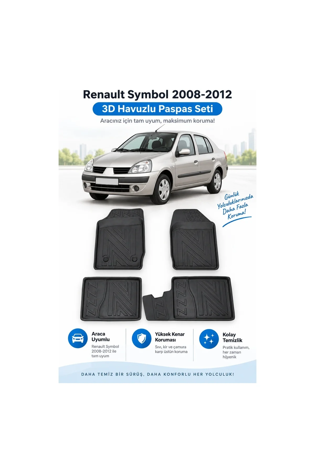 Renault Symbol 2008-2012 Karbon Desenli Premium 3D Havuzlu Oto Paspas Renault Symbol 2008-2012 Karbon Desenli Premium 3D Havuzlu Oto Paspas