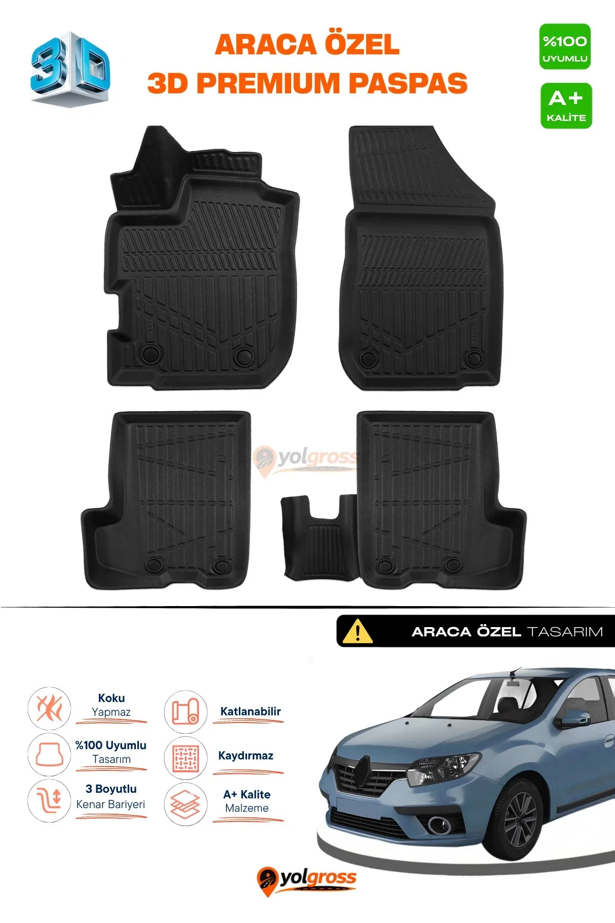 Renault Symbol 3D Pro Havuzlu Paspas 2013 Üzeri A+ Kalite