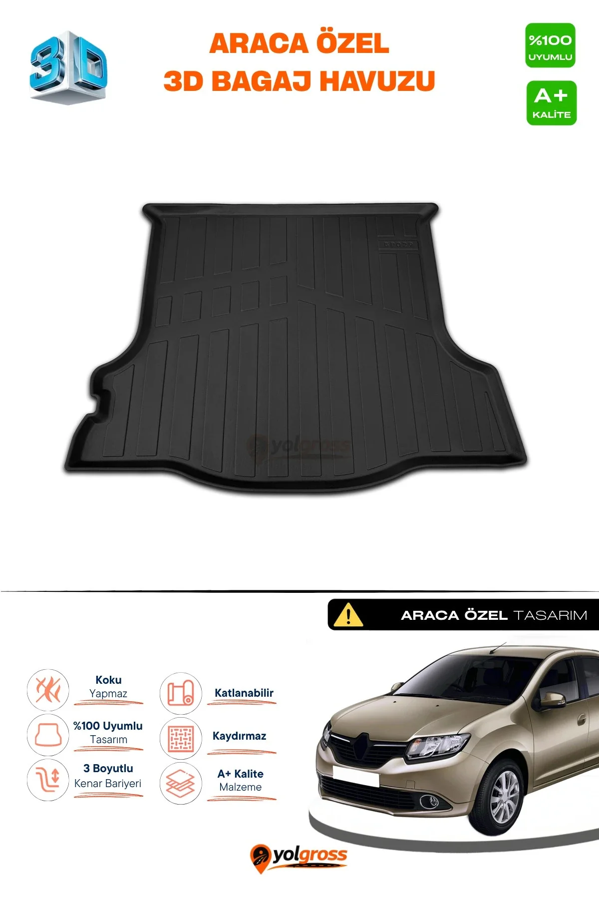 Renault Symbol 3D Pro Bagaj Havuzu 2013 Üzeri A+ Kalite