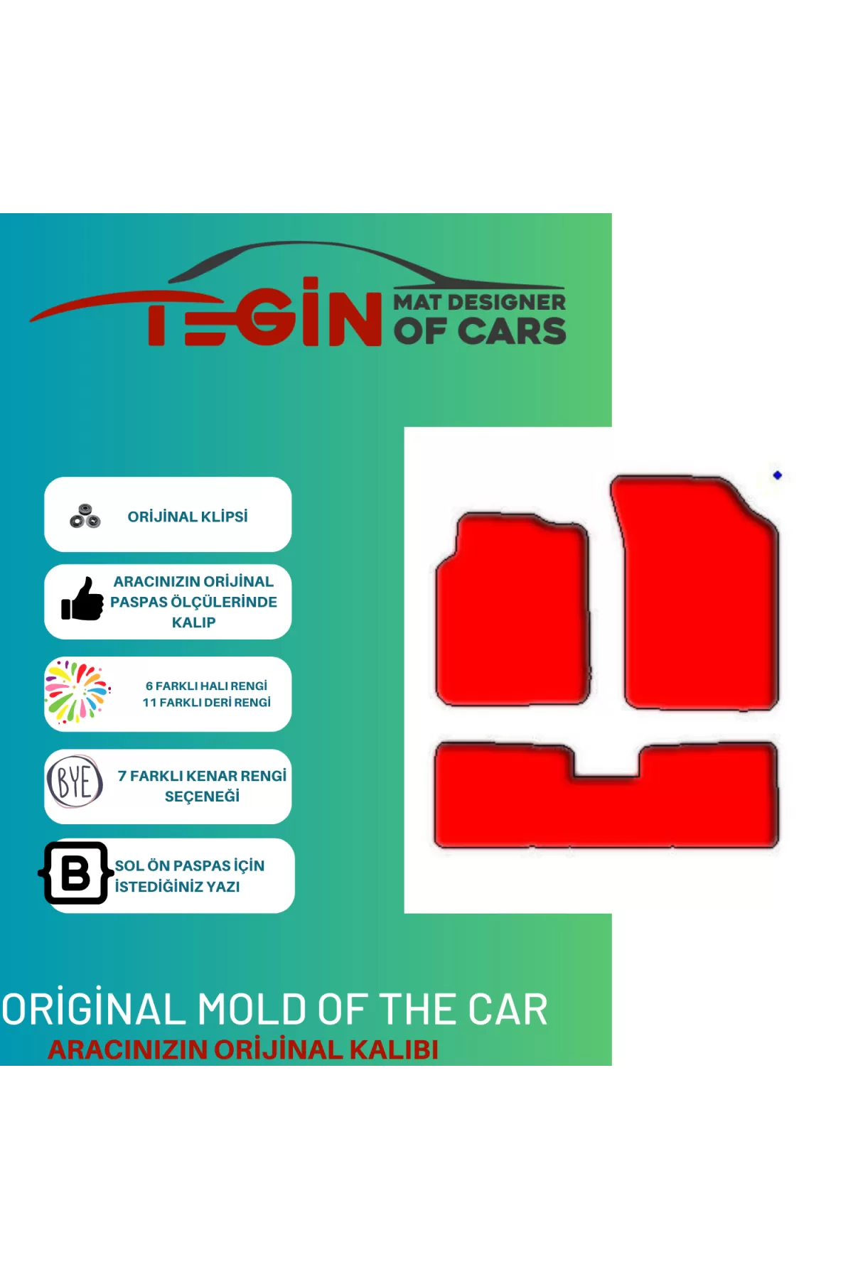 Renault Symbol 1 1999-2008 Prime Siyah Halı Gri Kenar Halı Paspas