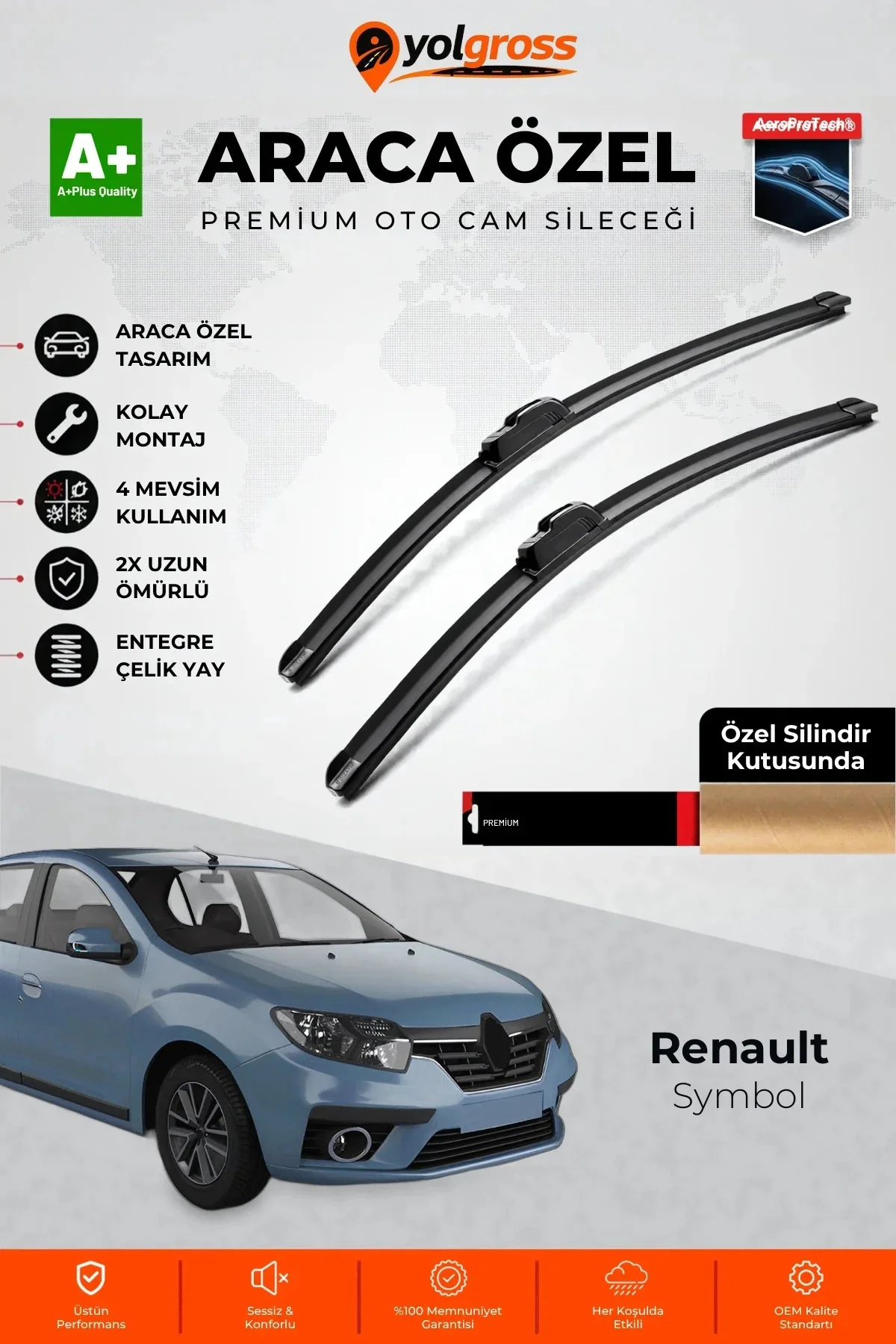 Renault Symbol Ön Cam Silecek Seti 2013-2015 Premium Araca Özel 53-50 Cm A+ Kalite Renault Symbol Ön Cam Silecek Seti 2013-2015 Premium Araca Özel 53-50 Cm A+ Kalite