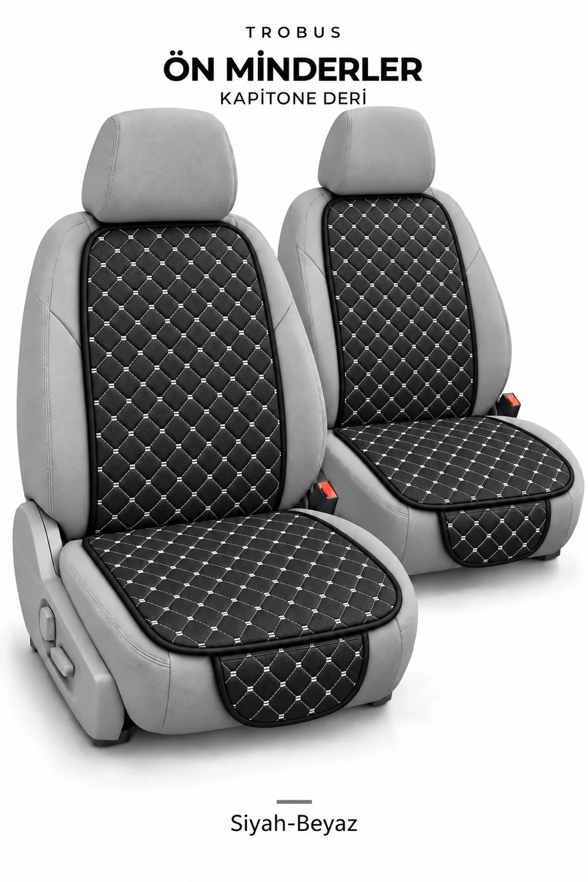 Renault Taliant 2021+ Suni Deri Kapitone Minder 7 Parça Siyah Beyaz - Görsel 2