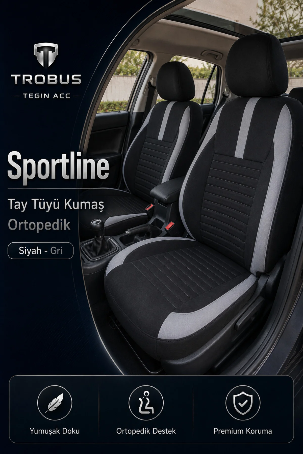 Renault Toros 1989-2000 Uyumlu Sportline Serisi Siyah Gri Ortopedik Tay Tüyü Koltuk Kılıfı Fiyatı, Yorumları ve Özellikleri