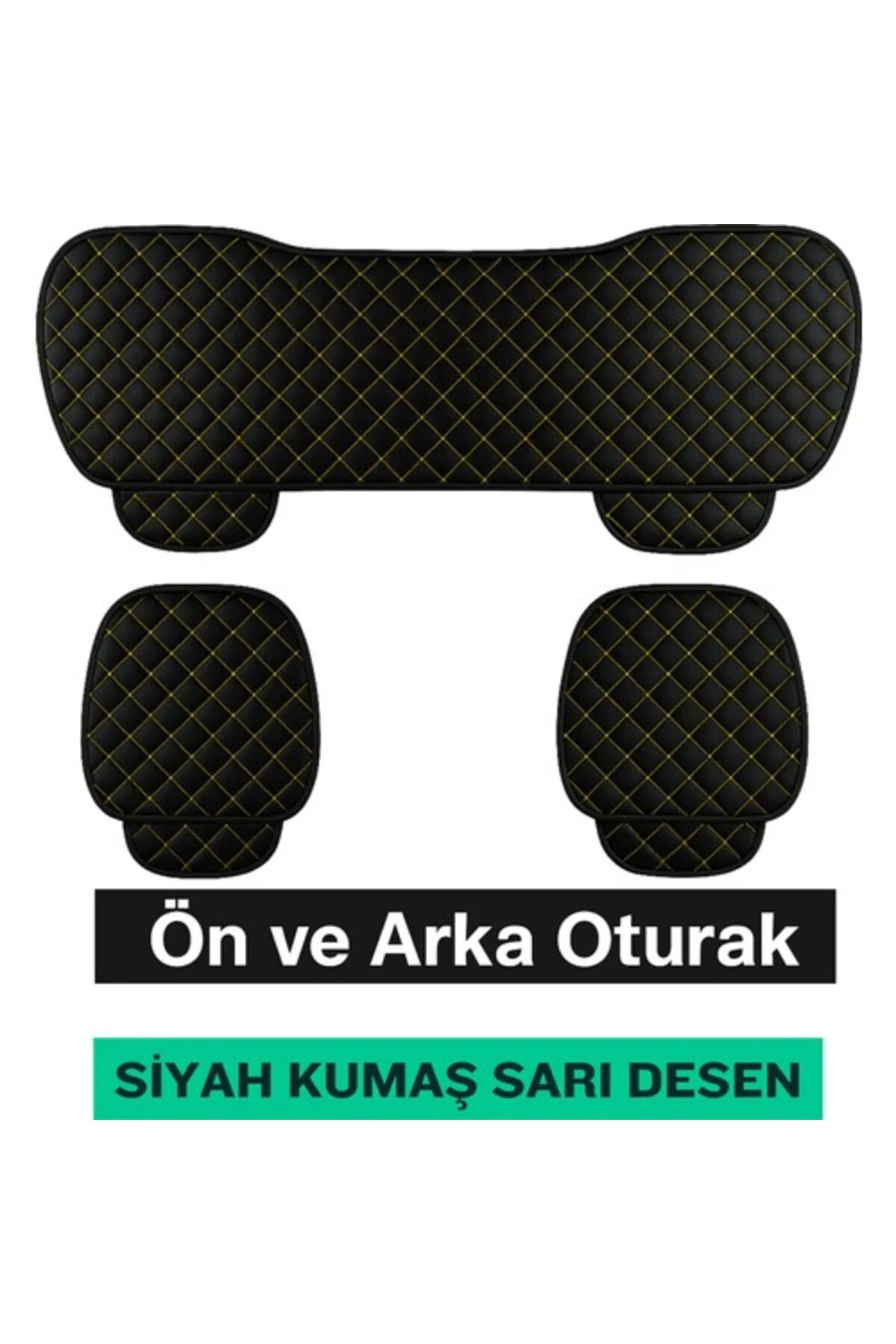 Renault TOROS 1989-2000 Uyumlu Kapitone Kumaş 3 Parça Oto Koltuk Minderi Terletmez Siyah - Sarı Fiyatı, Yorumları ve Özellikleri