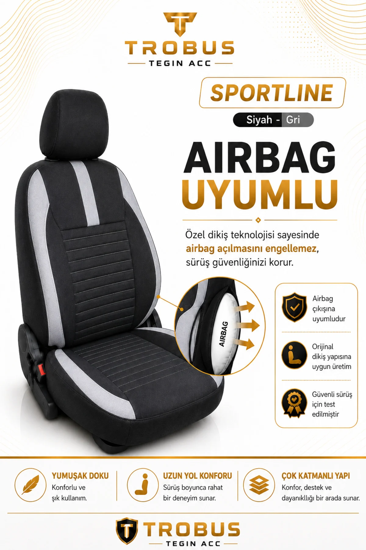 Renault Toros 1989-2000 Uyumlu Sportline Serisi Siyah Gri Ortopedik Tay Tüyü Koltuk Kılıfı Fiyatı, Yorumları ve Özellikleri