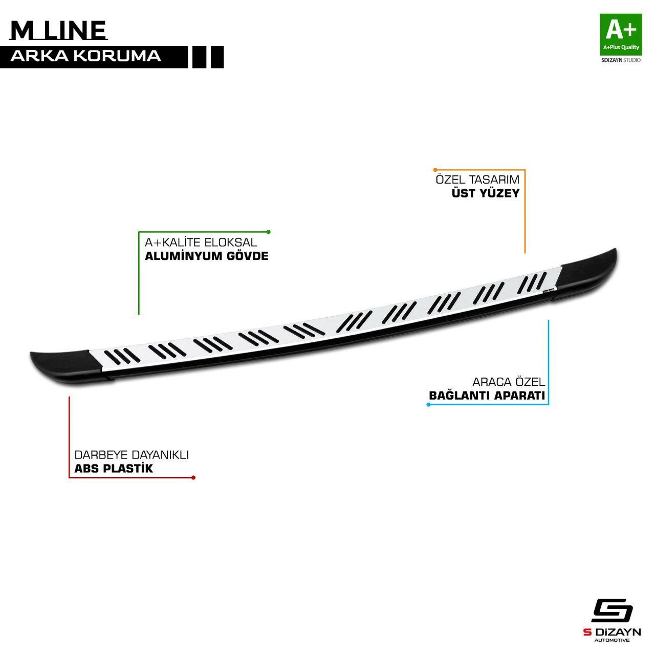 Renault Traffic Uyumlu 2 M-Line Gri Arka Koruma 2001-2014