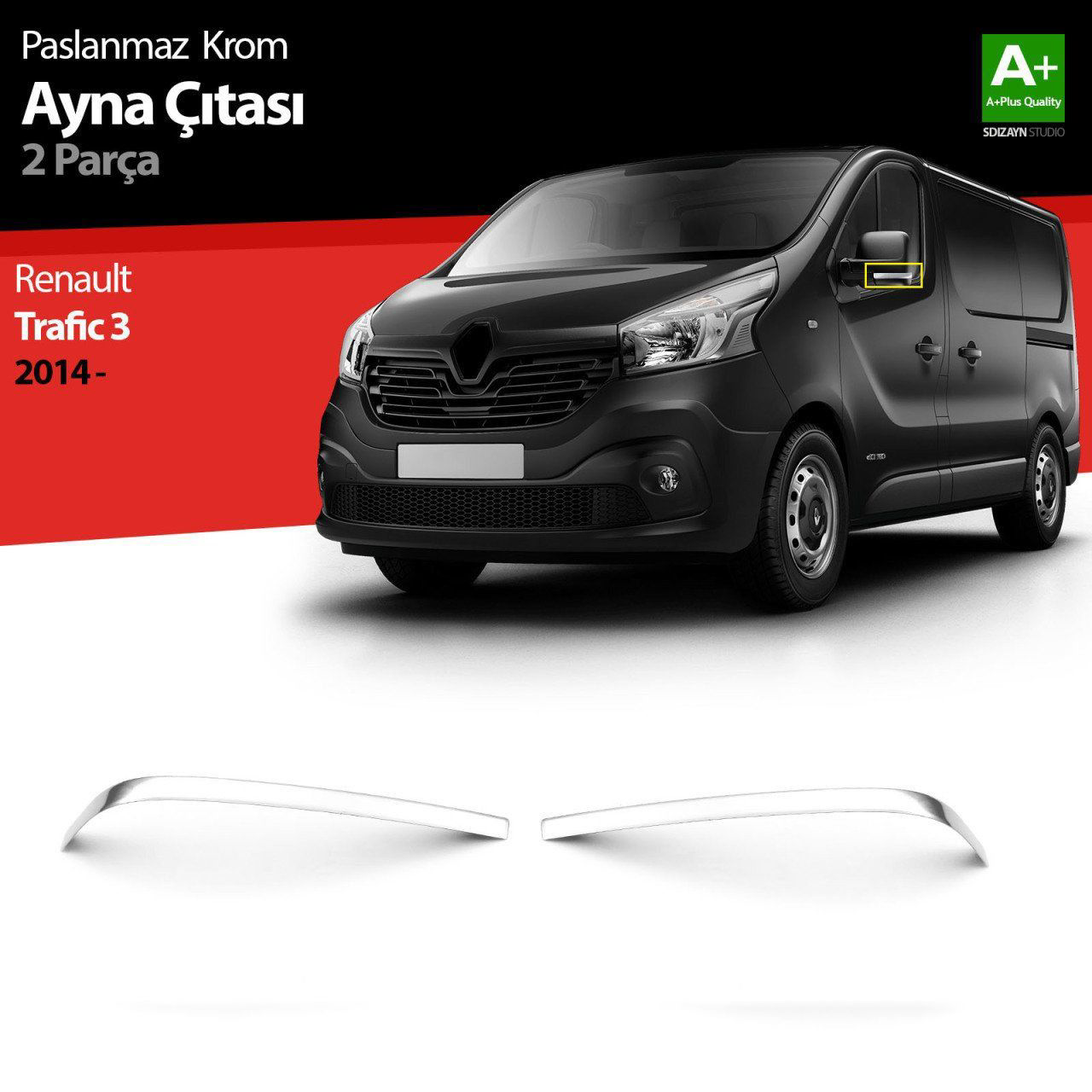 Renault Traffic Uyumlu Krom Ayna Çıtası 2 Parça. 2014 Üzeri Renault Traffic Uyumlu Krom Ayna Çıtası 2 Parça. 2014 Üzeri