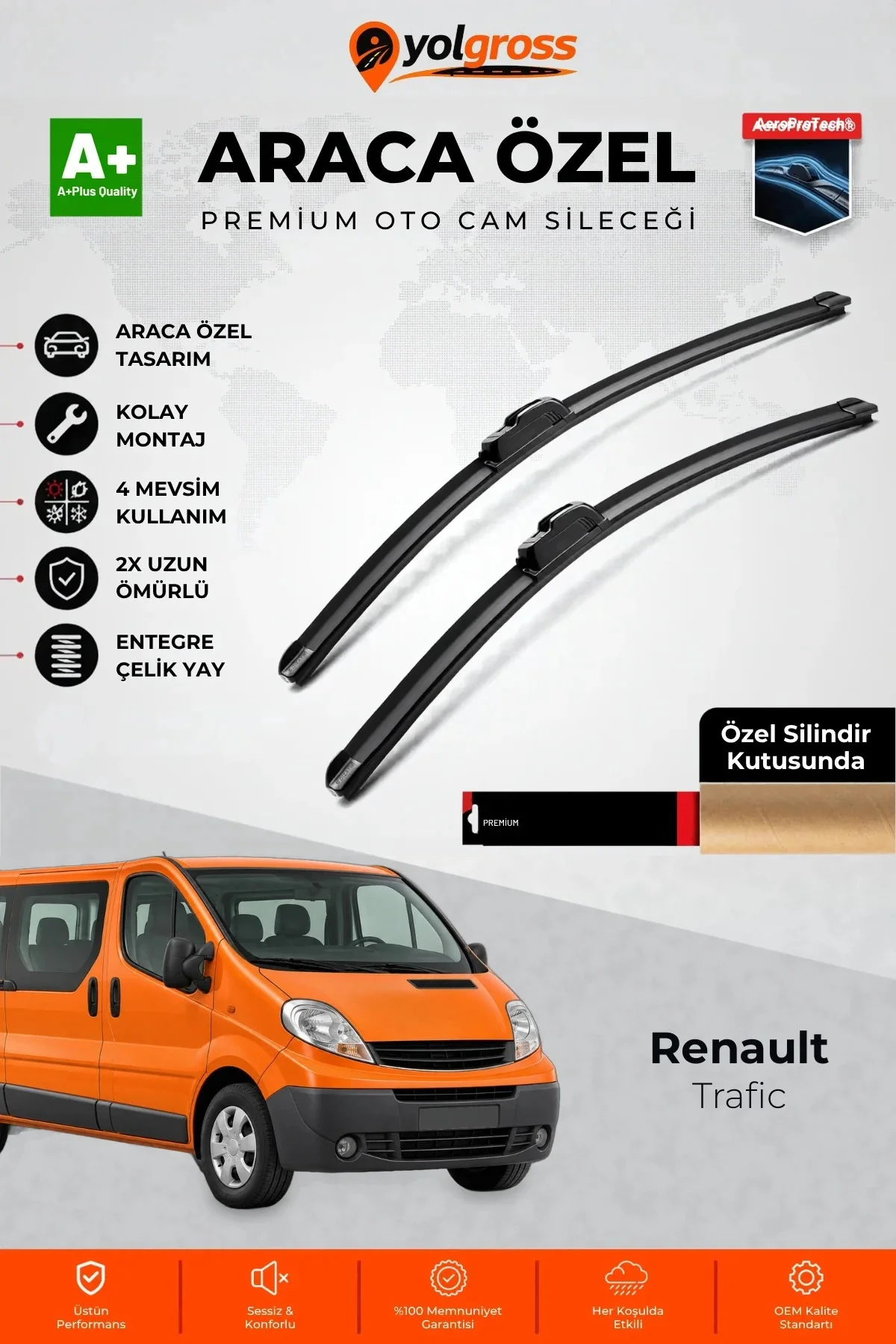 Renault Trafic Ön Cam Silecek Seti 2001-2014 Premium Araca Özel 60-53 Cm A+ Kalite