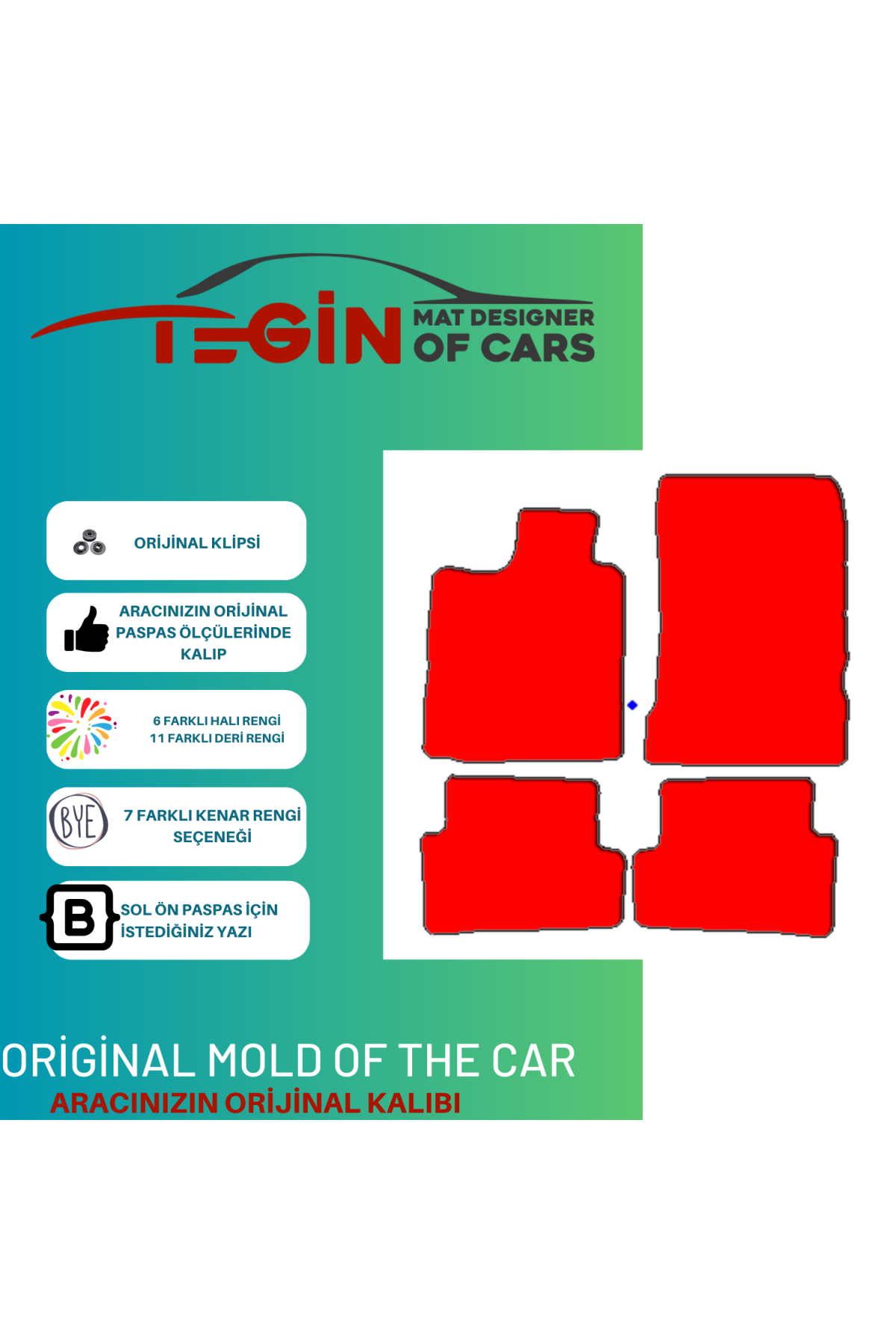 Renault Zoe 2012 + Prime Siyah Kırmızı Deri Beyaz Kenar Paspas