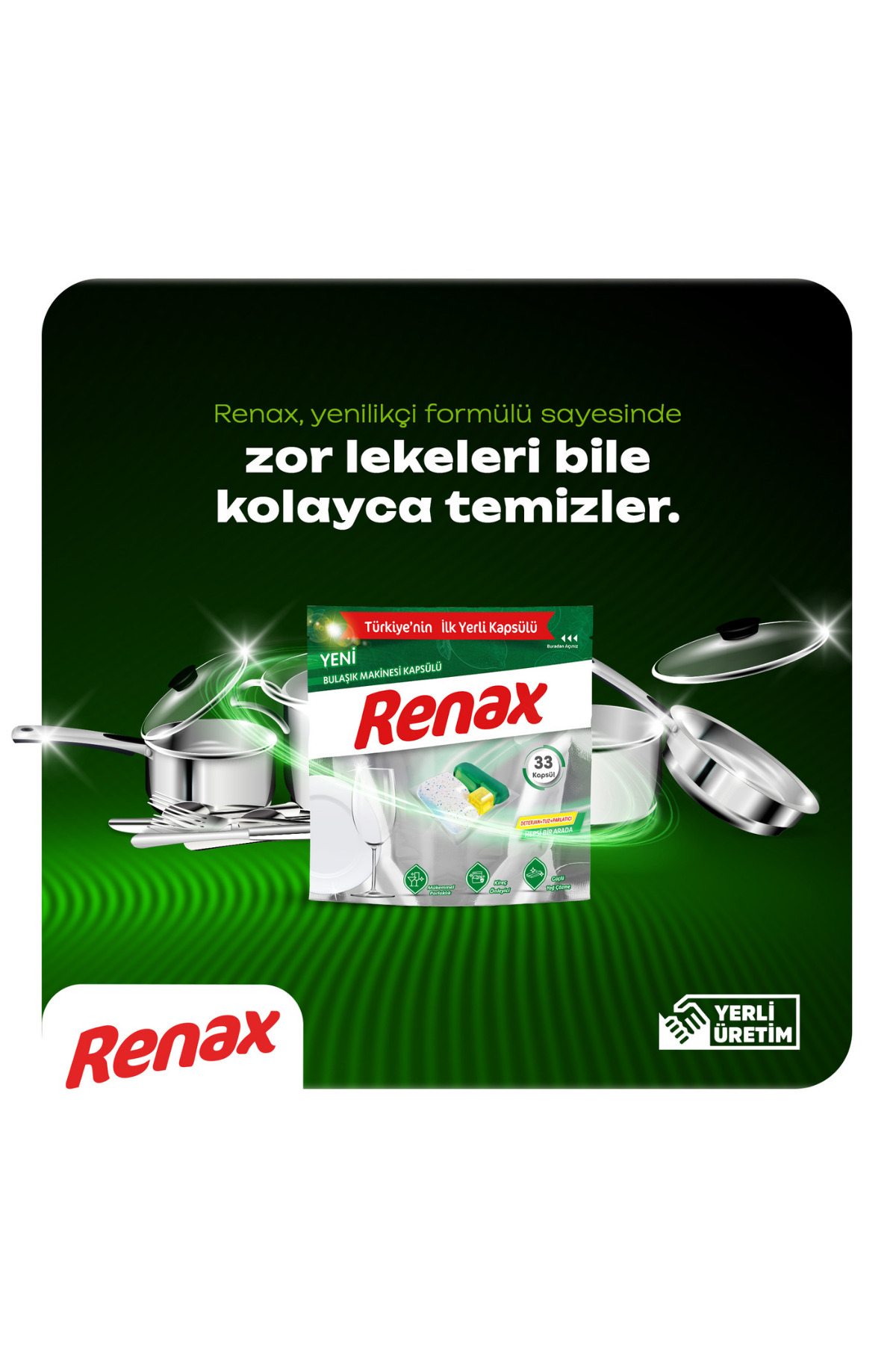 Renax Bulaşık Makinesi Kapsülü Hepsi Bir Arada 44 Lü - 5 Paket
