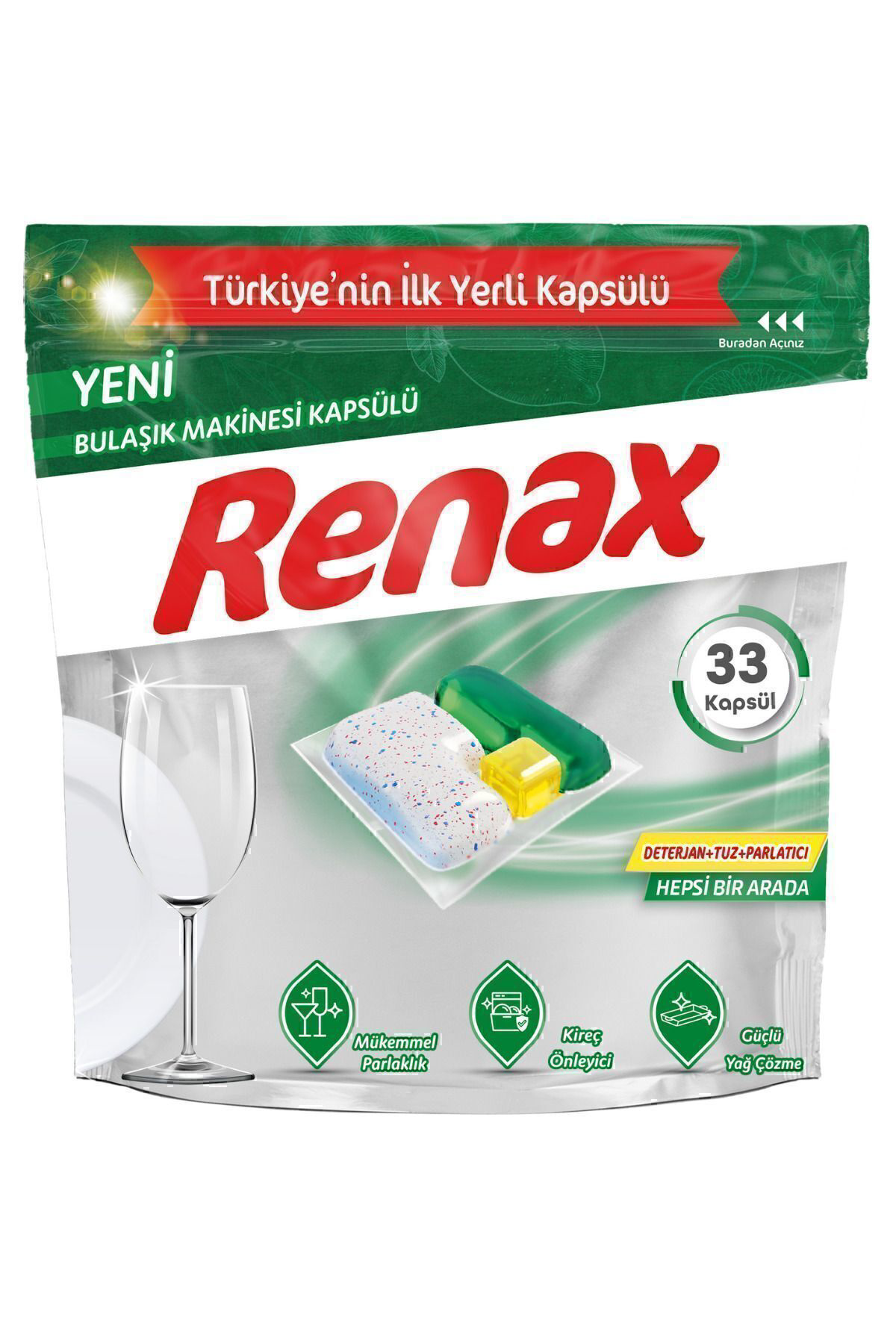 Renax  Bulaşik Makinesi Kapsülü Hepsi Bir Arada 33 Lü X 6 Adet