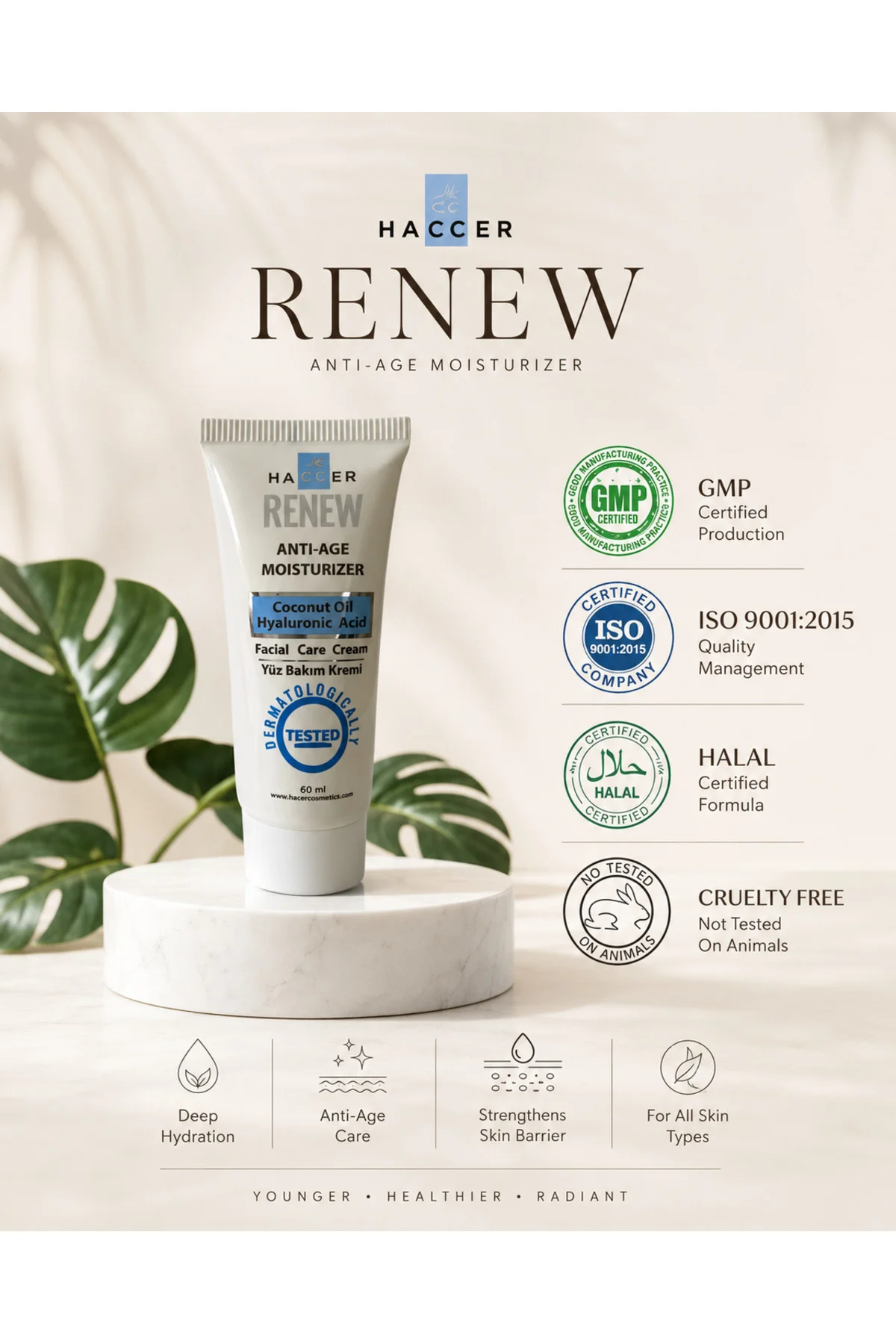 Renew Anti-age, Hyaluronik,Nemlendirici Yüz Bakım Kremi 60 ml