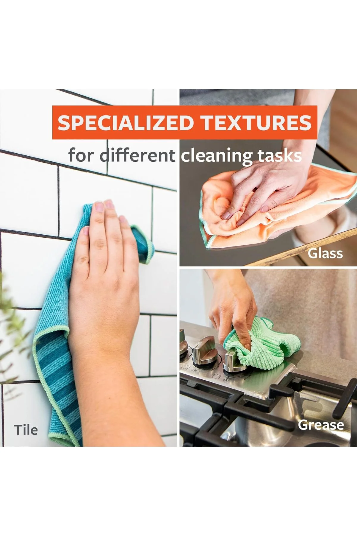 Renew Collection çok fonksiyonlu geri dönüştürülmüş mikrofiber bez, 5 adet, çok renkli - Görsel 7