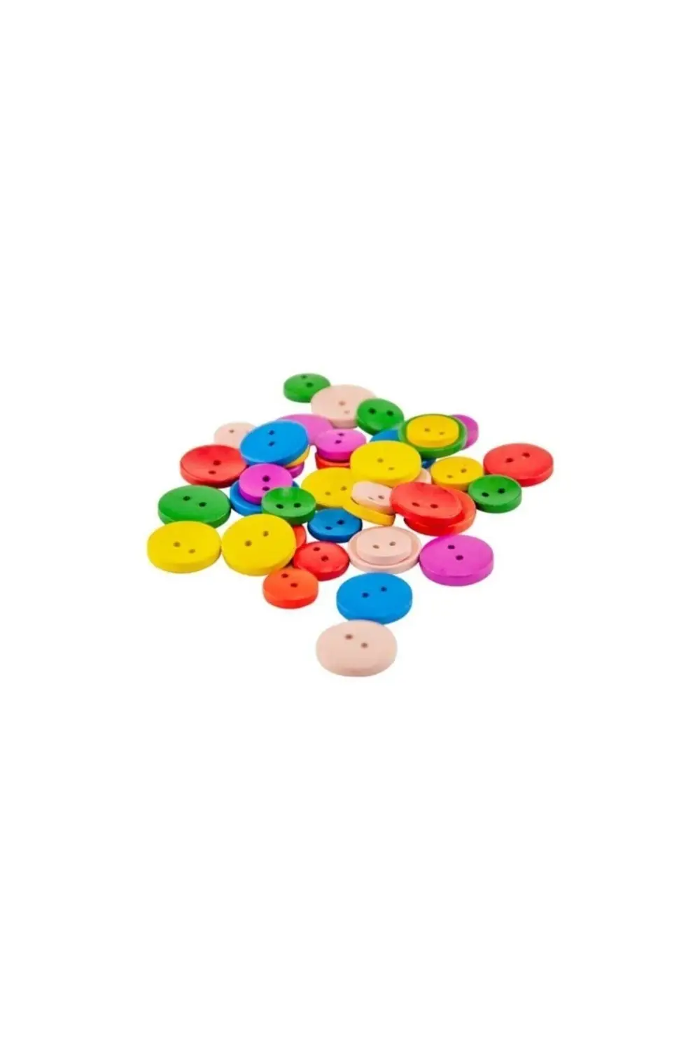 Rengarenk Ahşap Tahta Düğmeler Karışık Renk 40 Adet