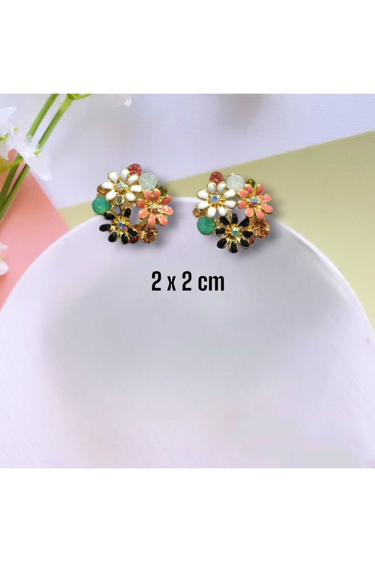 Dodemert Home Rengarenk Çelenk Taşlı Küpe