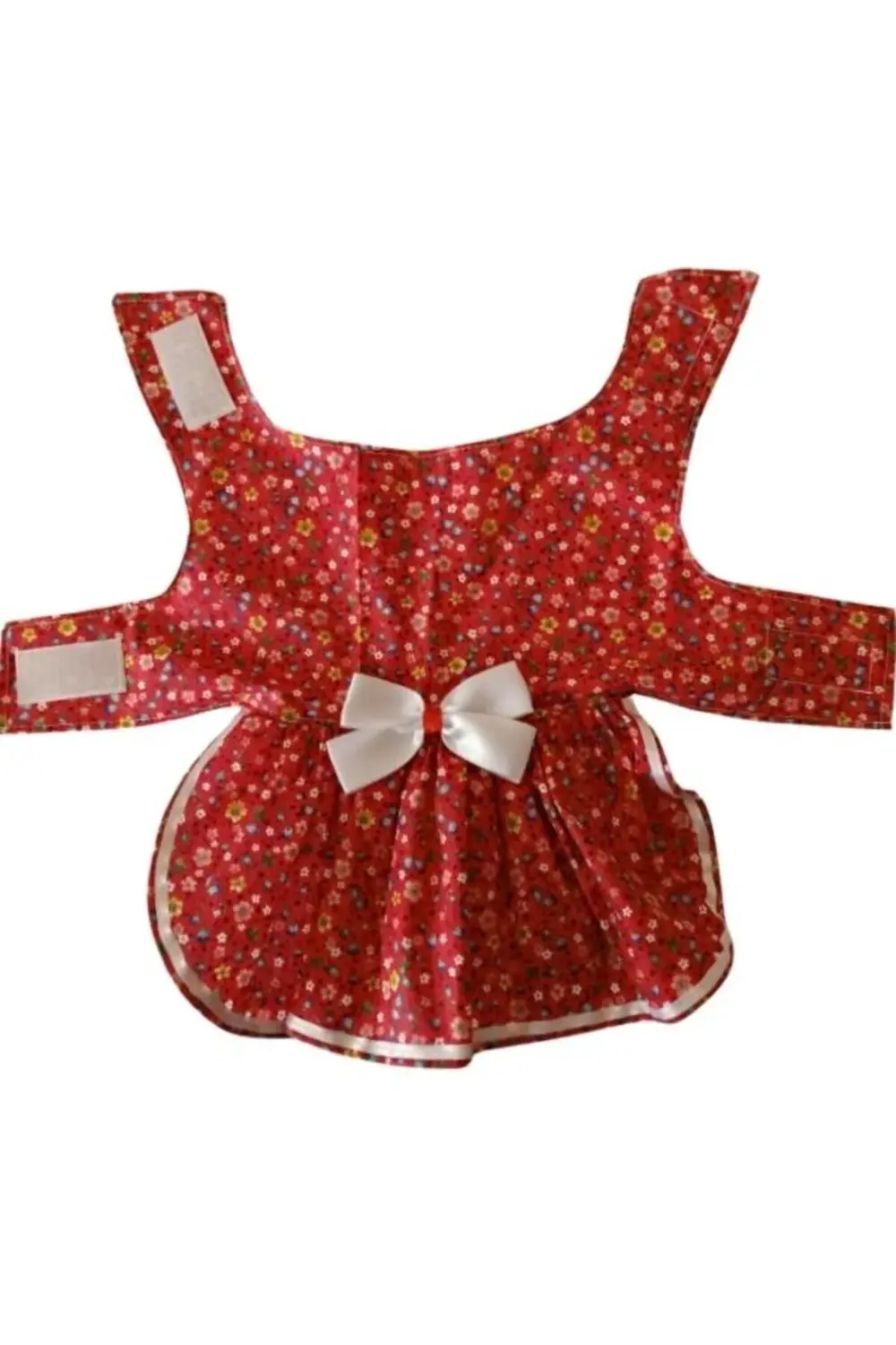 Rengarenk Çiçekli Beyaz Kurdeleli Kedi ve Köpek Kıyafeti Elbisesi