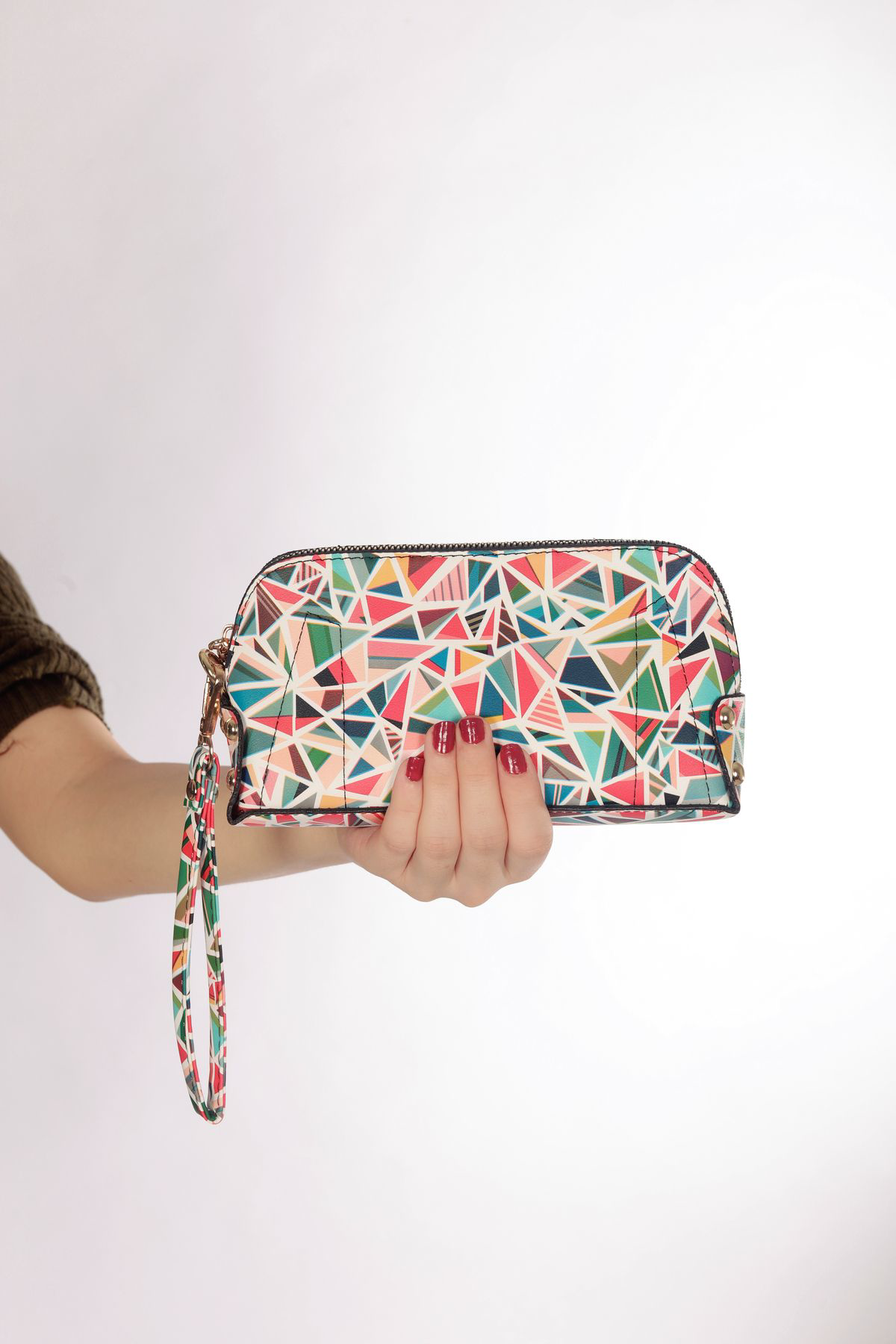 Rengarenk Desenli El Çantası Seti