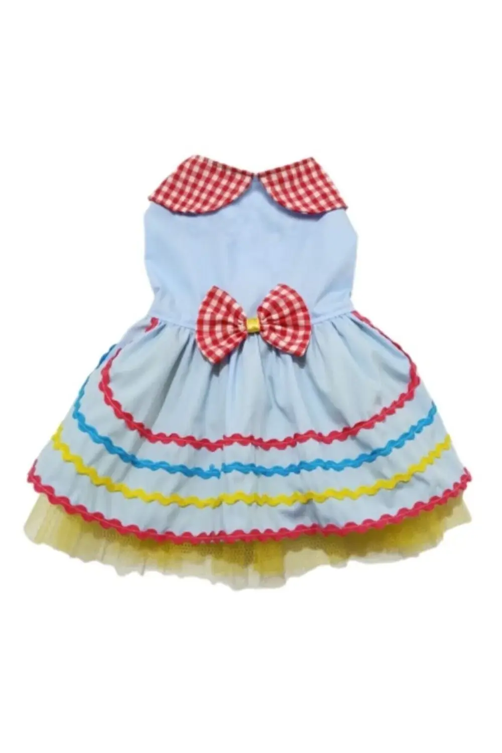 Rengarenk Festival Temalı Papyonlu Tüllü Kedi Köpek Kıyafeti Elbi