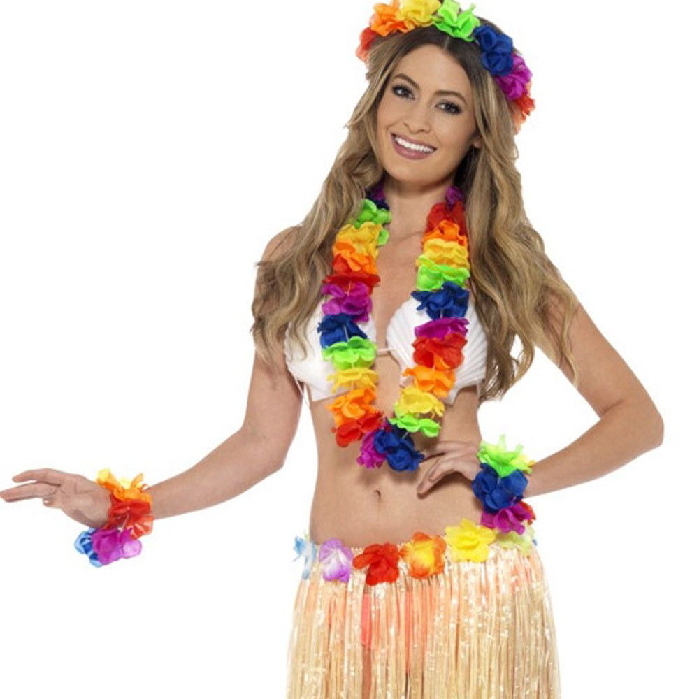 Rengarenk Hawaii Kolye Taç Bileklik Seti 4 Parça Rengarenk Hawaii Kolye Taç Bileklik Seti 4 Parça