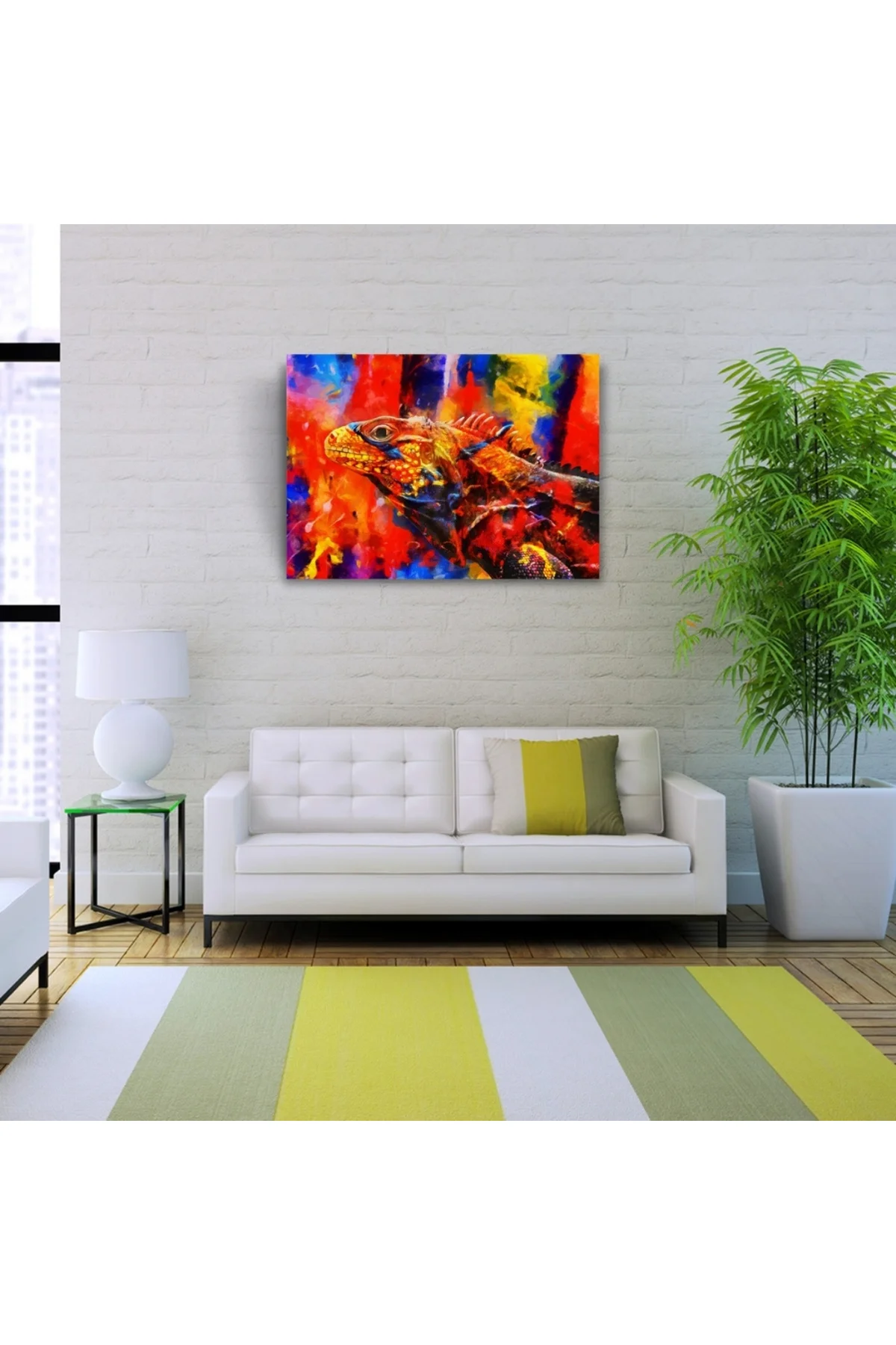 Rengarenk İguana Kanvas Tablo 50 x 70