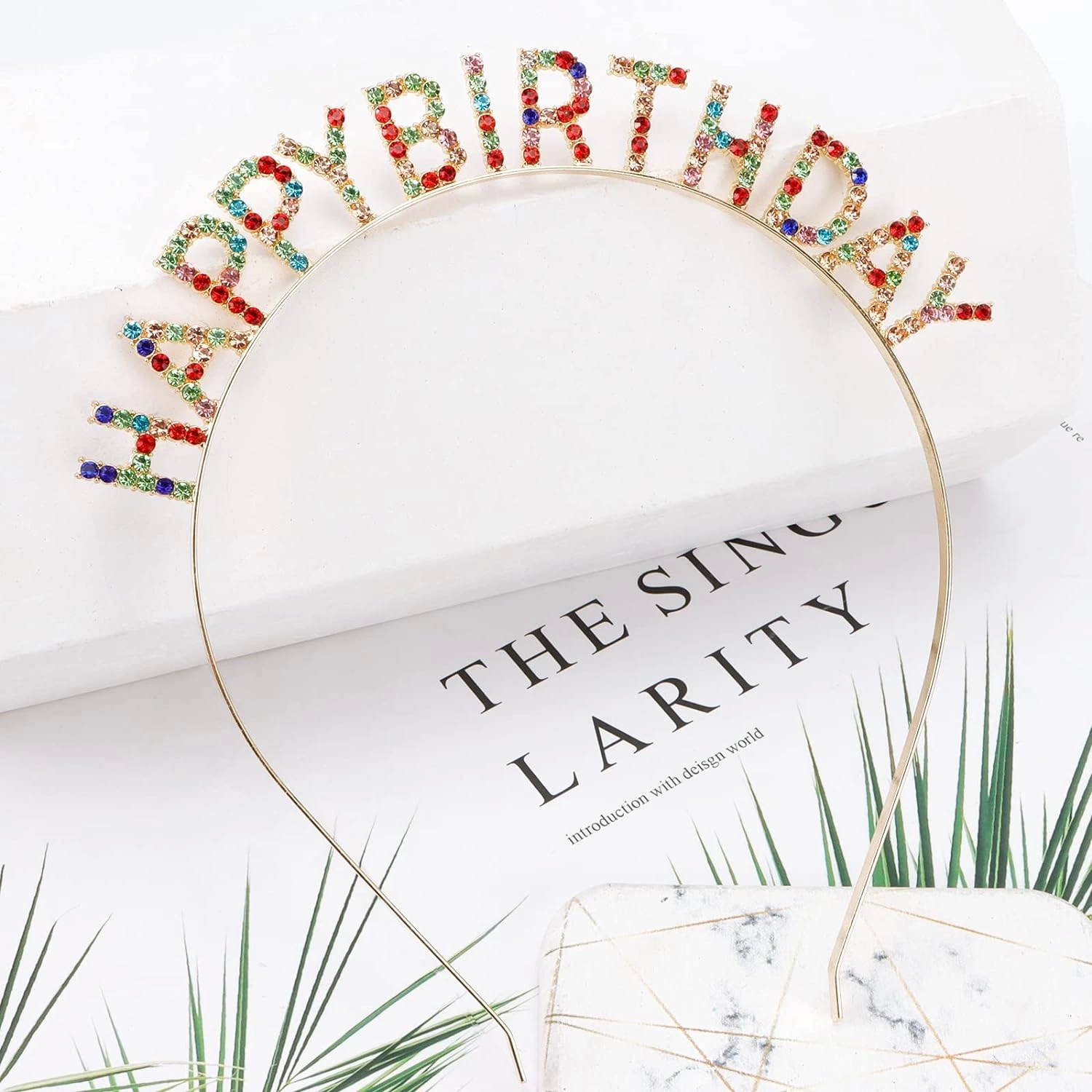 Rengarenk Kristal Taşlı Ekstra Lüks Gümüş Kaplama Happy Birthday