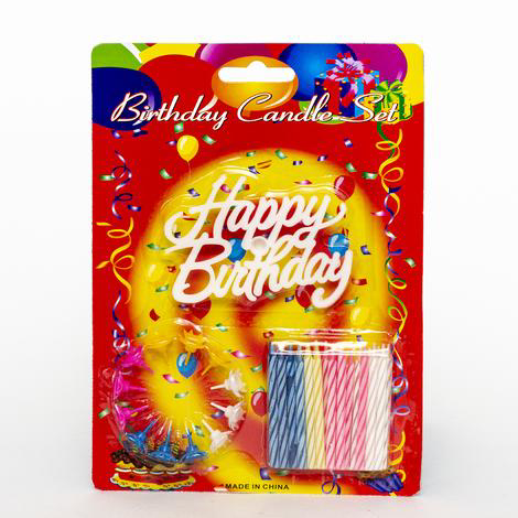 Rengarenk Mumlu Beyaz Happy Birthday Yazılı Doğum Günü Mumu 12 Ad
