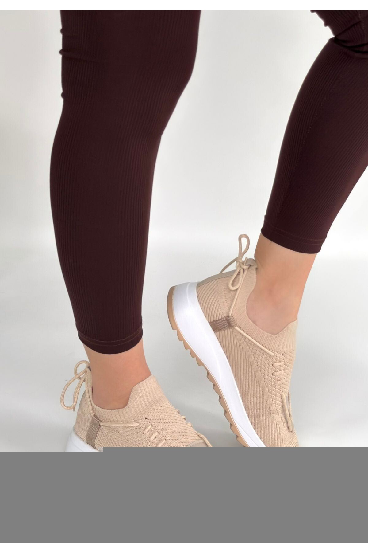 Renji Bej Triko Bağcıklı Spor Ayakkabı - Lisinya