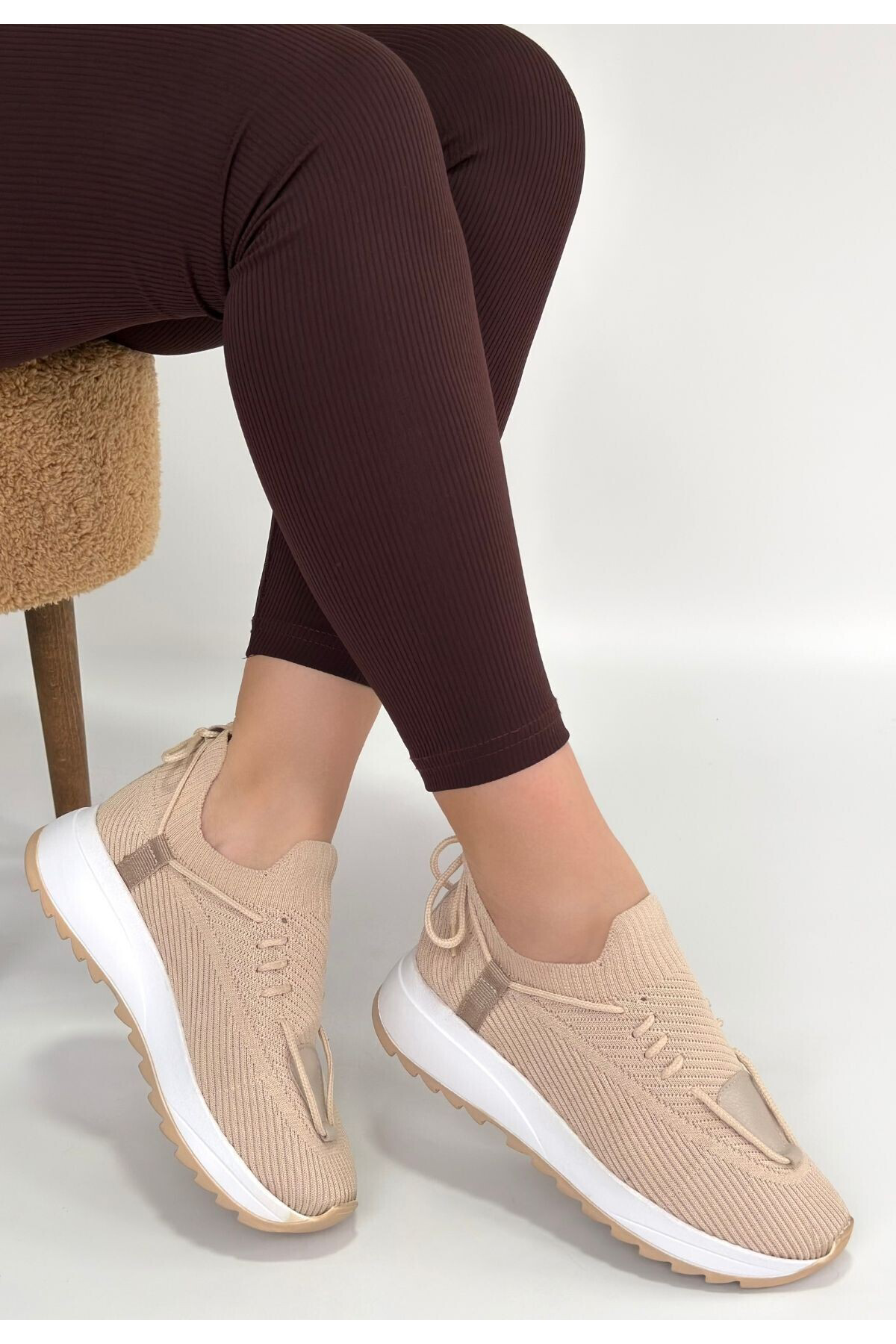 Renji Bej Triko Bağcıklı Spor Ayakkabı - Lisinya