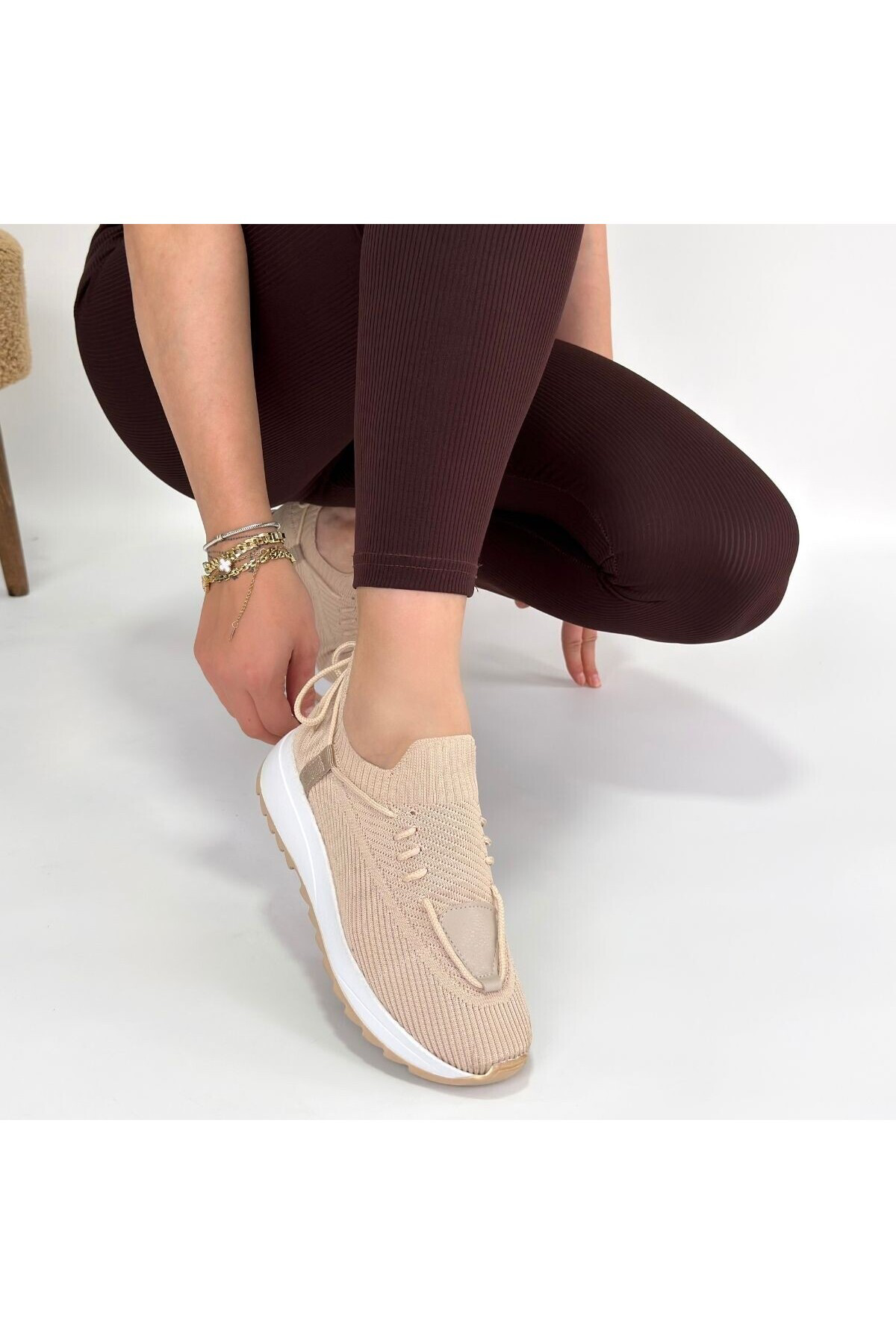 Renji Bej Triko Bağcıklı Spor Ayakkabı - Lisinya