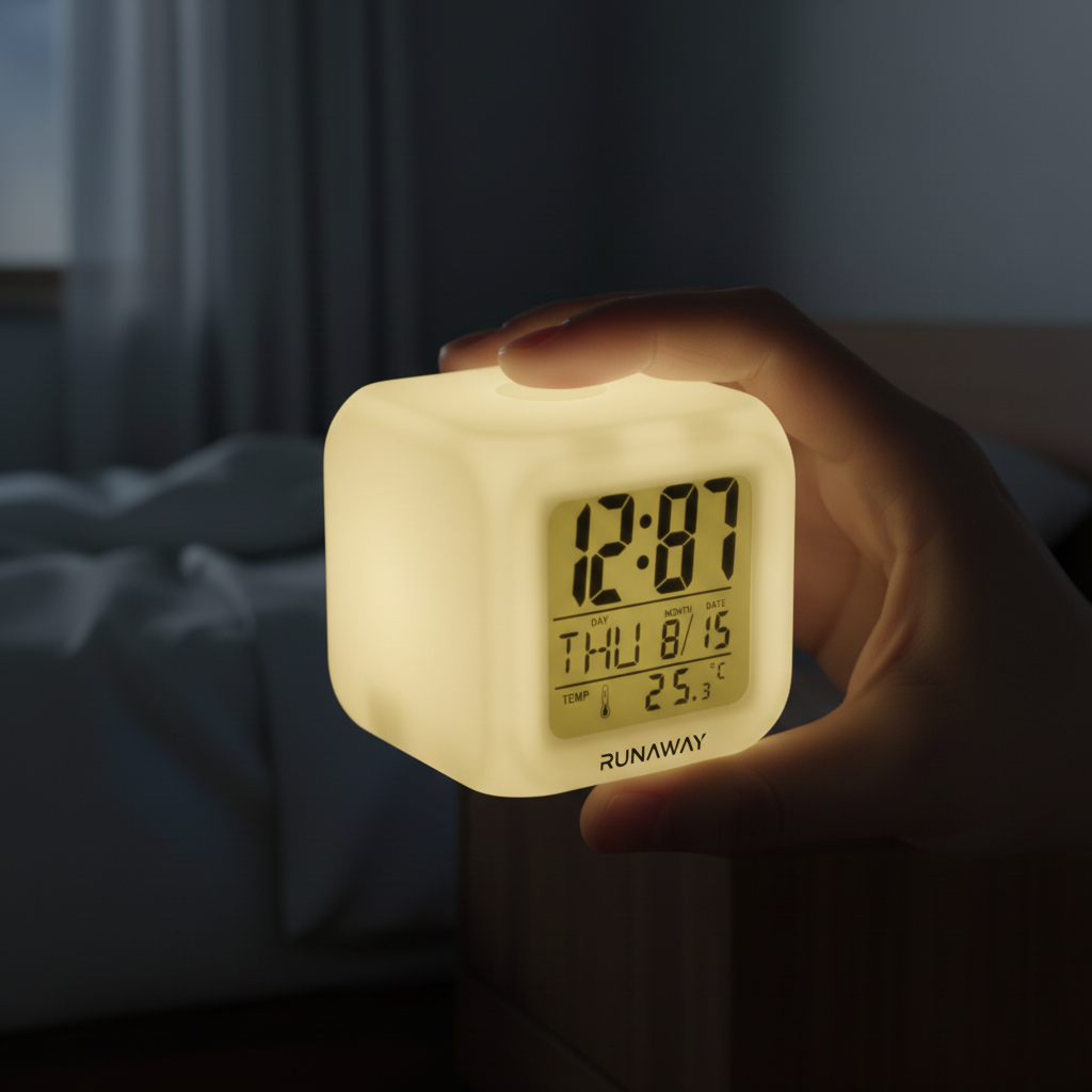 Renk Değiştiren Alarmlı Dijital Küp Saat 7 Renk Dokunmatik Müzikl Renk Değiştiren Alarmlı Dijital Küp Saat 7 Renk Dokunmatik Müzikl