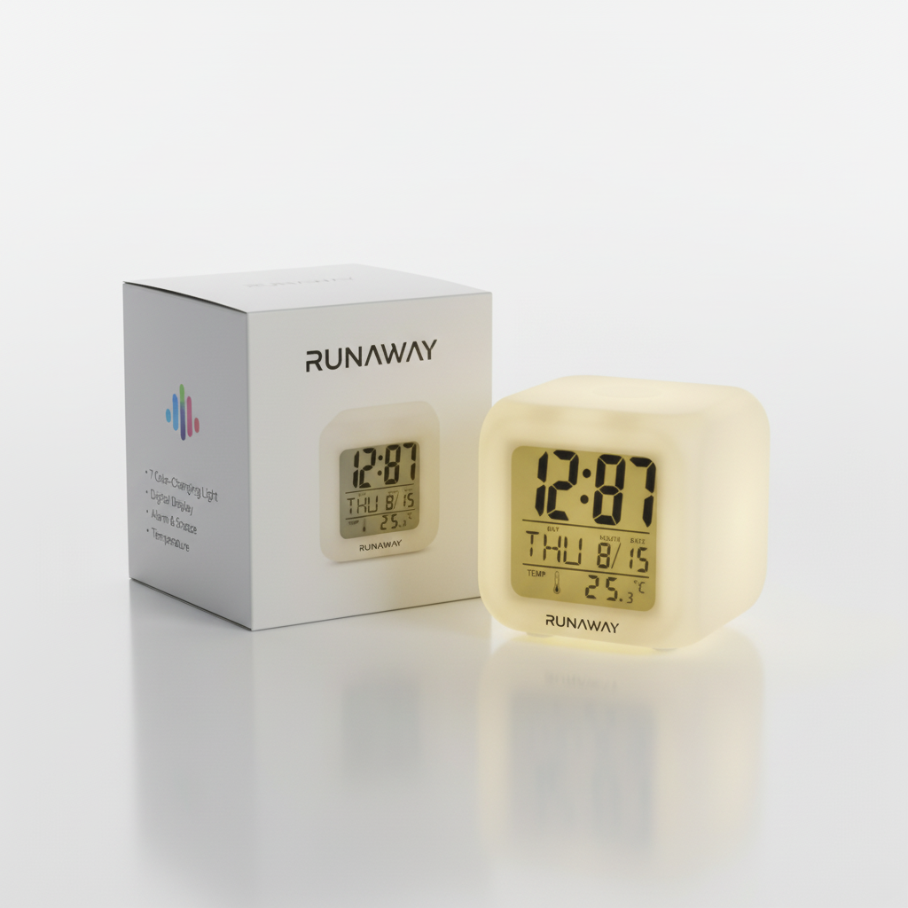 Renk Değiştiren Alarmlı Dijital Küp Saat 7 Renk Dokunmatik Müzikl Renk Değiştiren Alarmlı Dijital Küp Saat 7 Renk Dokunmatik Müzikl