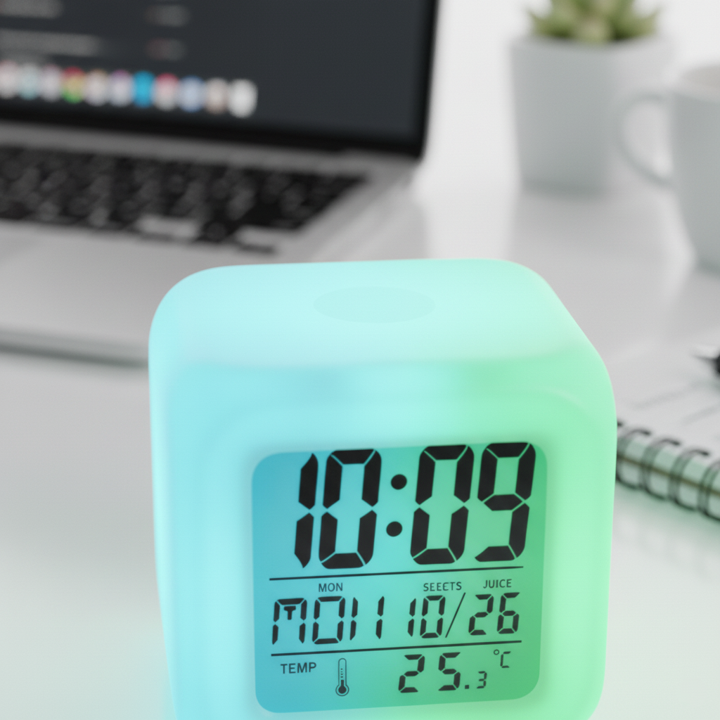 Renk Değiştiren Alarmlı Dijital Küp Saat 7 Renk Dokunmatik Müzikl Renk Değiştiren Alarmlı Dijital Küp Saat 7 Renk Dokunmatik Müzikl