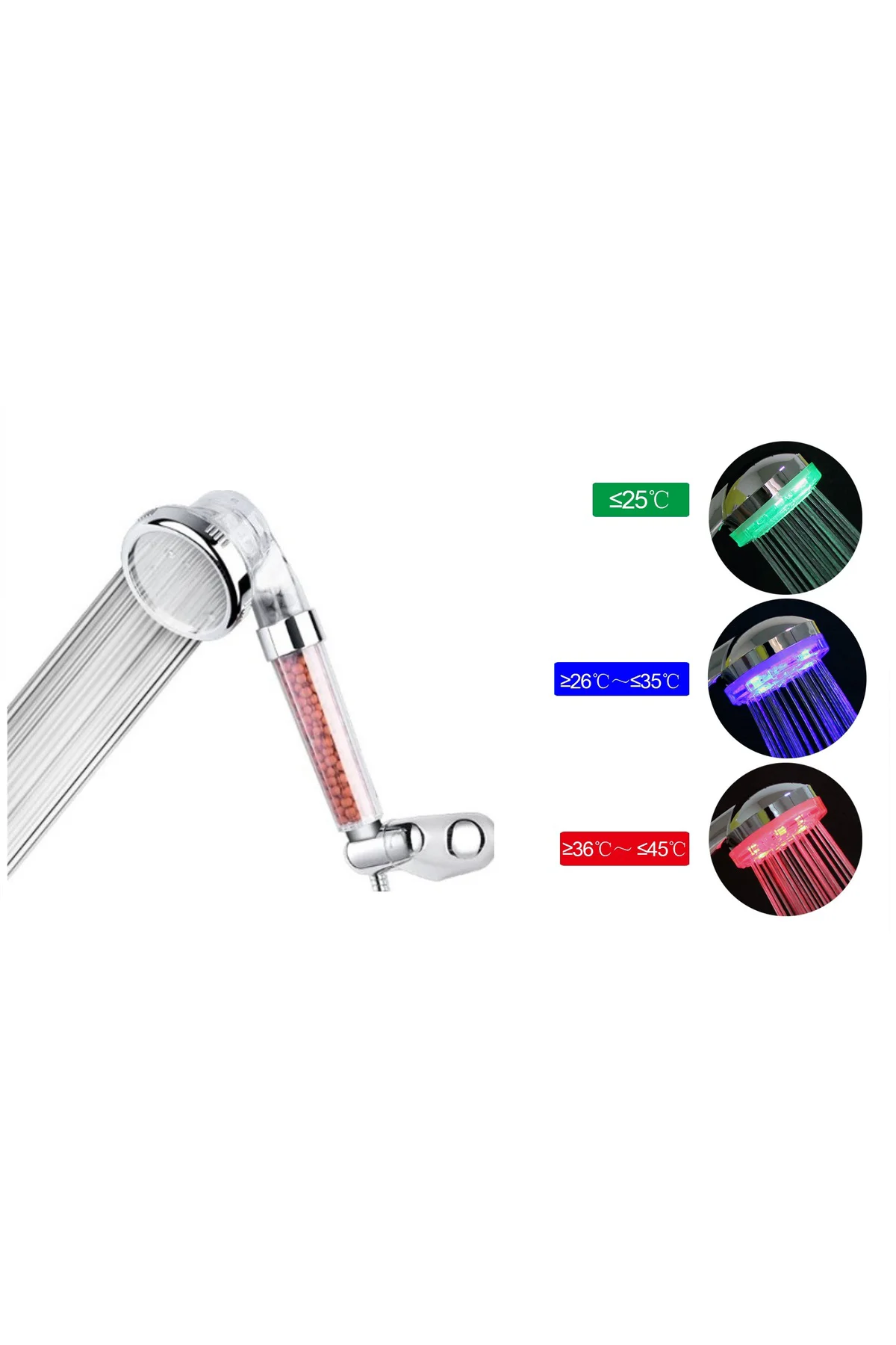 Renk Değiştiren Led Işıklı Tasarruflu Tazyikli Duş Başlığı  GO506