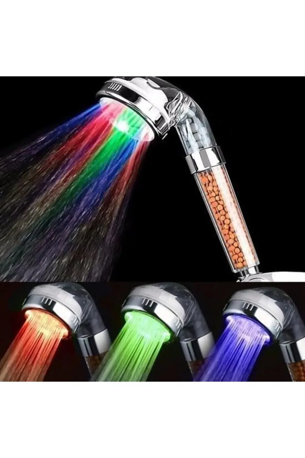 ® Renk Değiştiren Led Işıklı Su Tasarruflu Basınçlı Duş Başlığı