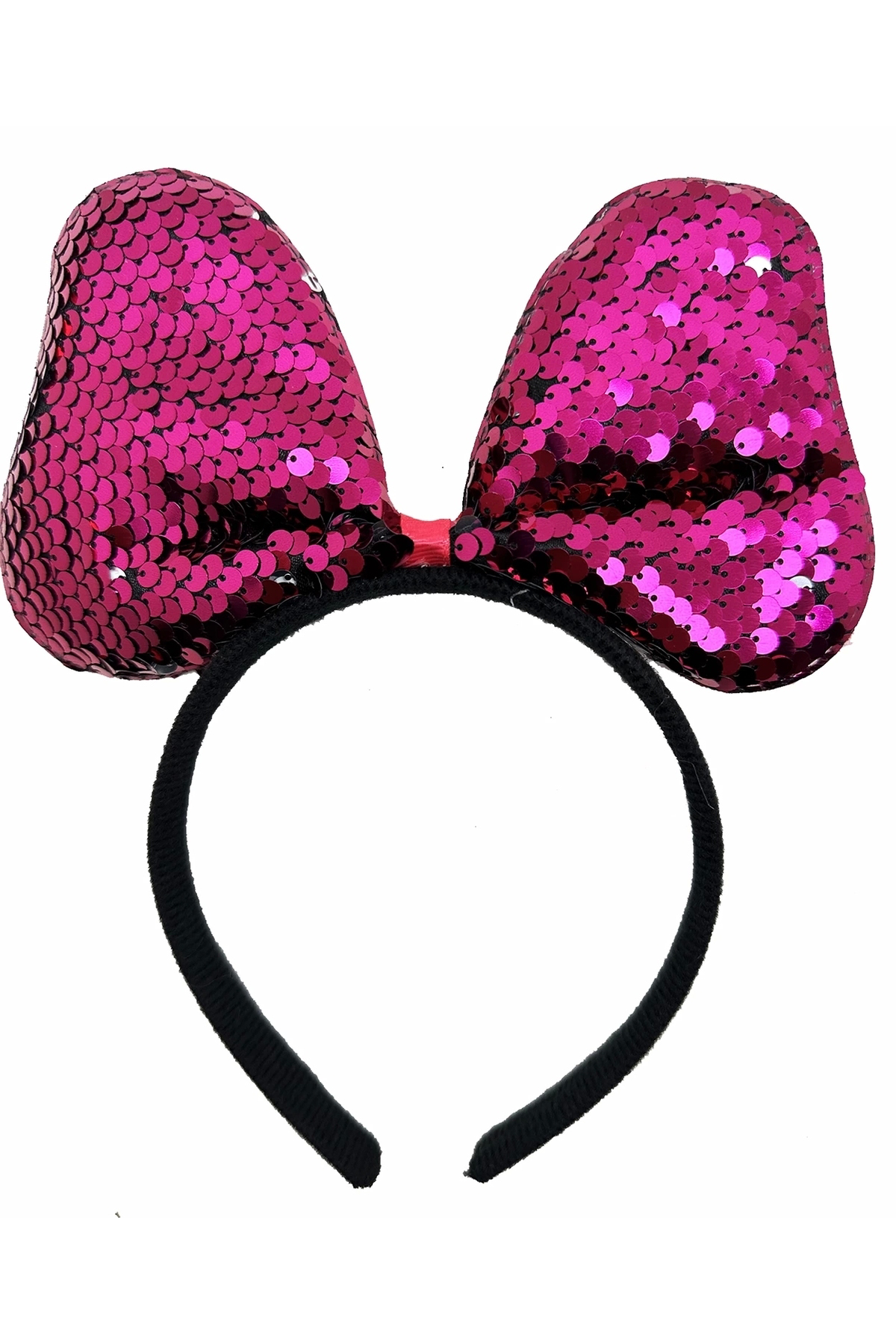 Easy Tedarik Renk Değiştiren Pullu Payetli Fiyonk Parti Tacı Fuşya Gümüş Renk