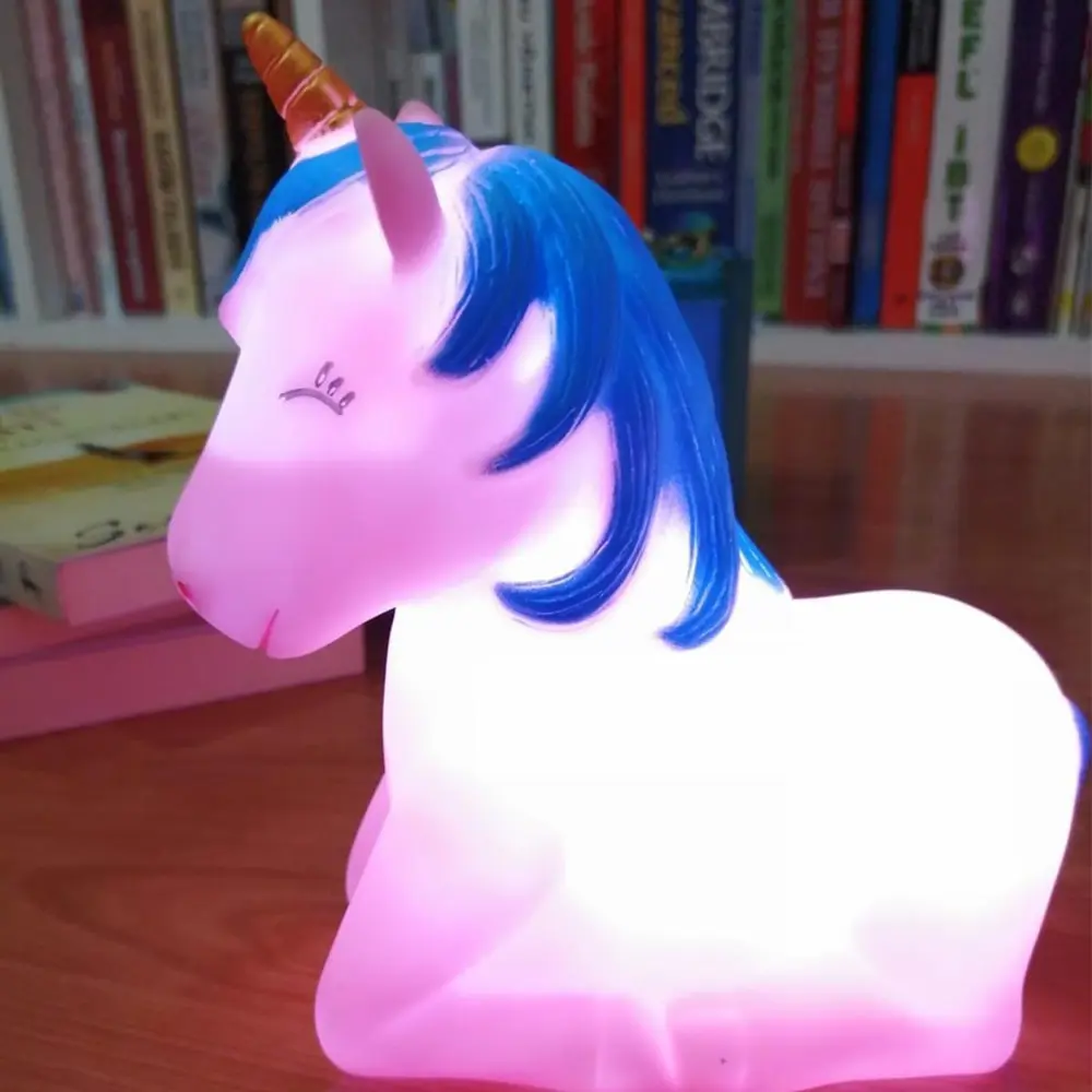 Renk Değiştiren Unicorn Dekoratif Çocuk Odası Pembe Gece Lambası 