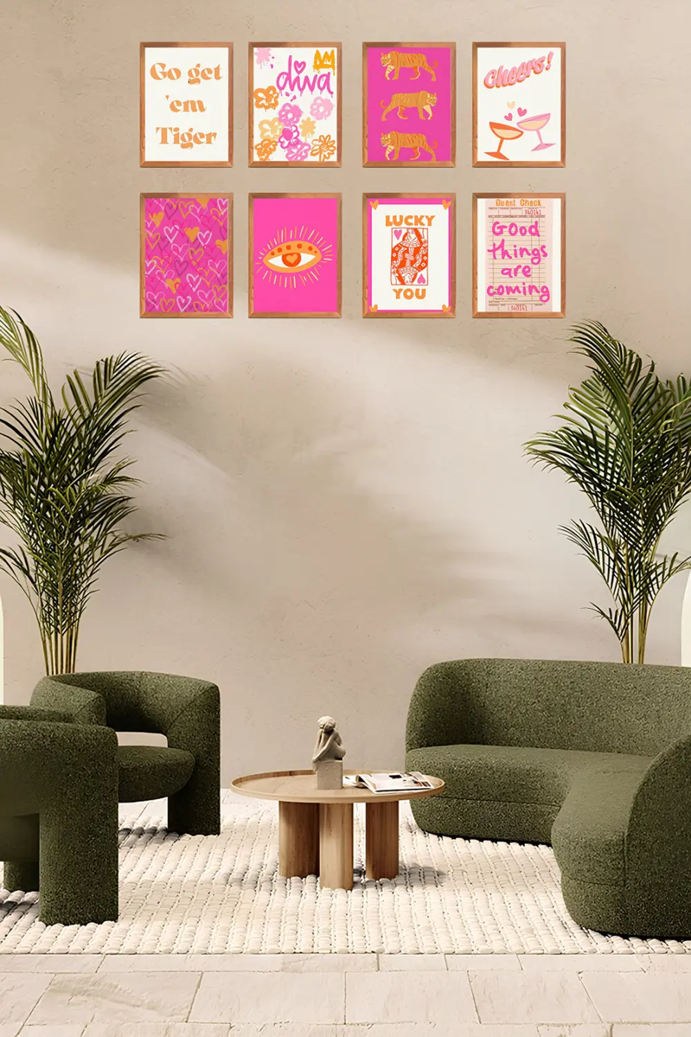 Renklerin Enerjisi 8' Parça Çerçeve Görünümlü Modern MDF Tablo Se
