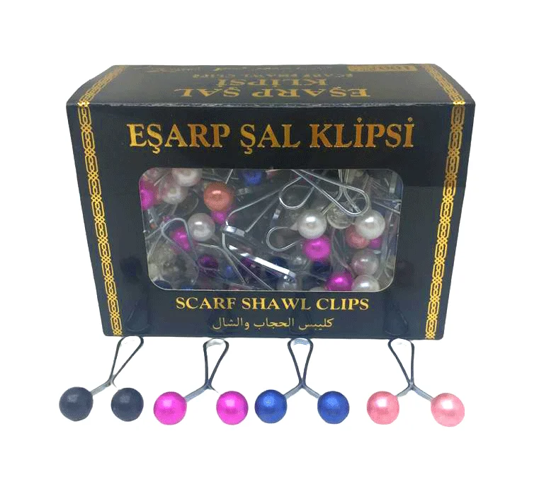 Renkli 100 Parça  Eşarp Başörtü - Şal Klipsi Bx40