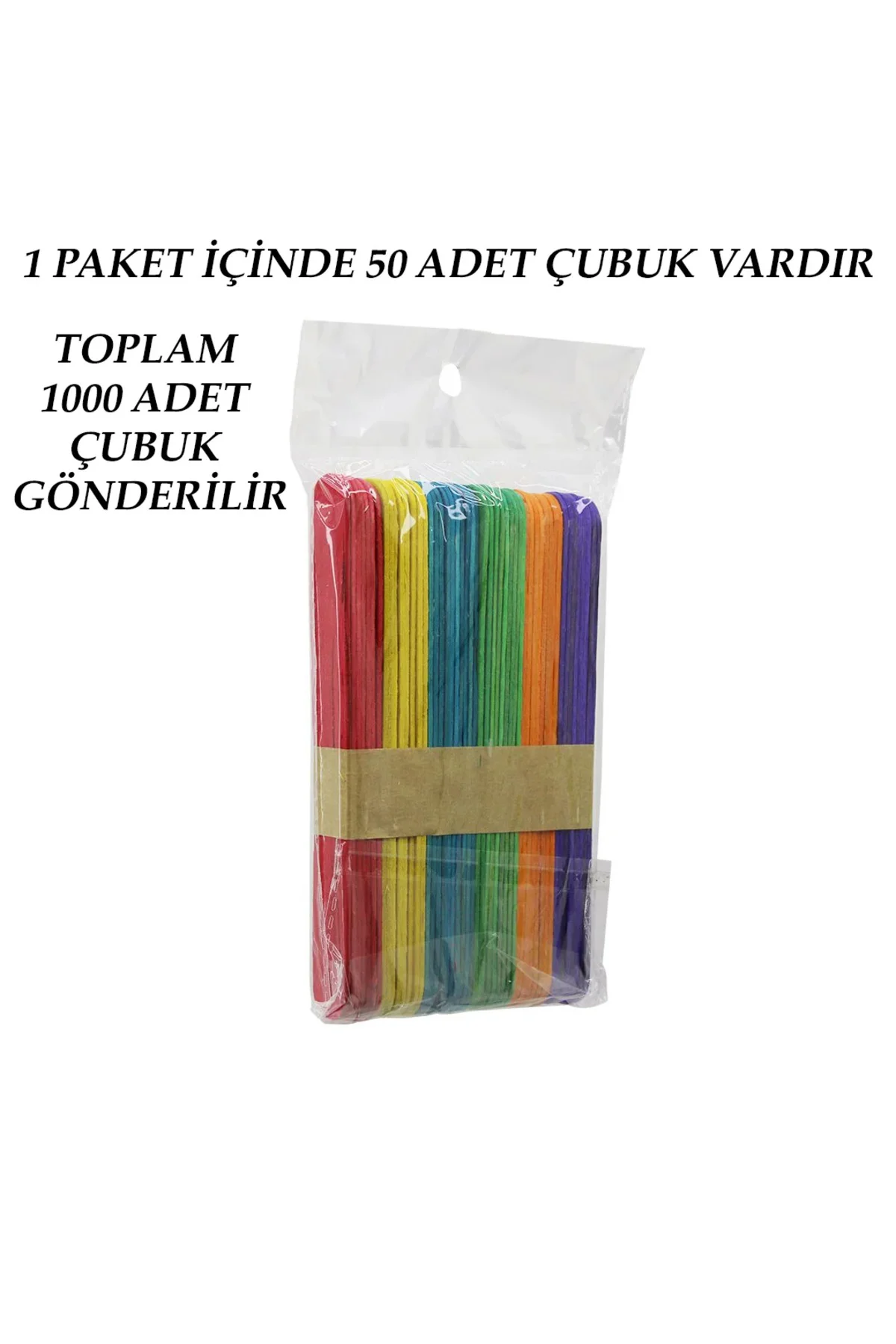 Renkli - 1000 Adet Ahşap Elişi - Dil Çubuk 15CM X 1.8CM Renkli - 1000 Adet Ahşap Elişi - Dil Çubuk 15CM X 1.8CM