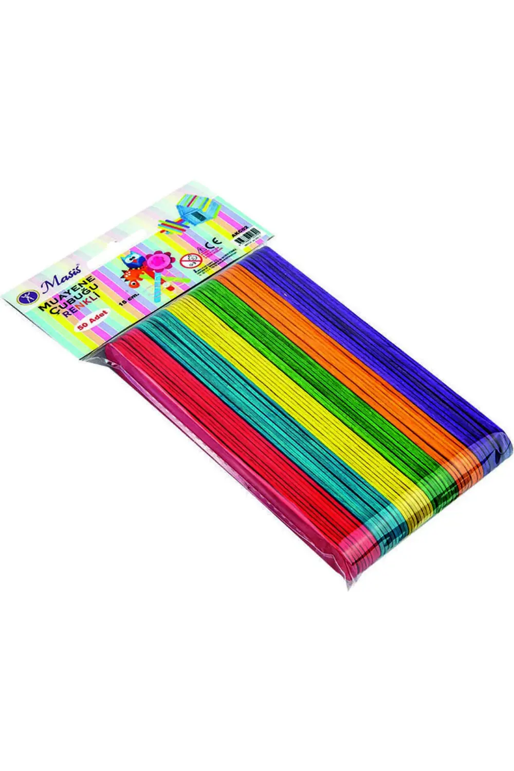 Renkli Ahşap Dil Çubuğu Abeslang Büyük Geniş 50li Çx