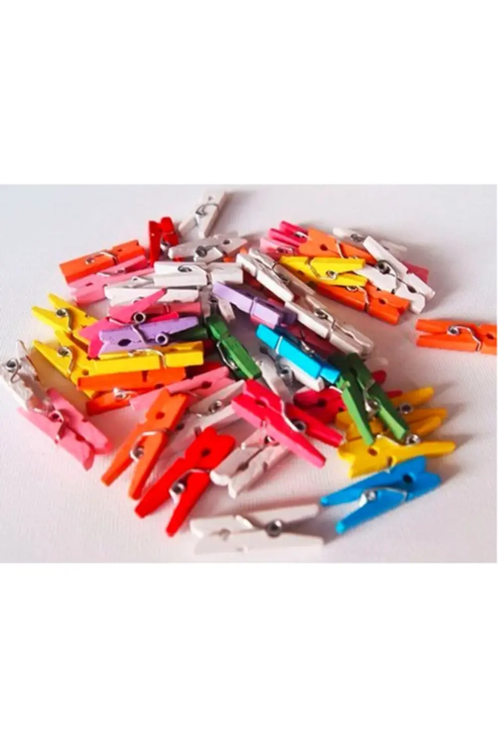 Renkli Ahşap Küçük Mandal 25'li Mini Ahşap Mandal - Fotoğraf Mand