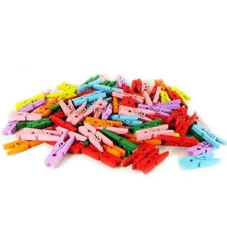 Renkli Ahşap Mandal 2.5cm - 1200 Adet (12'li Paket) Fotoğraf Asma Mandalları Fiyatı, Yorumları ve Özellikleri