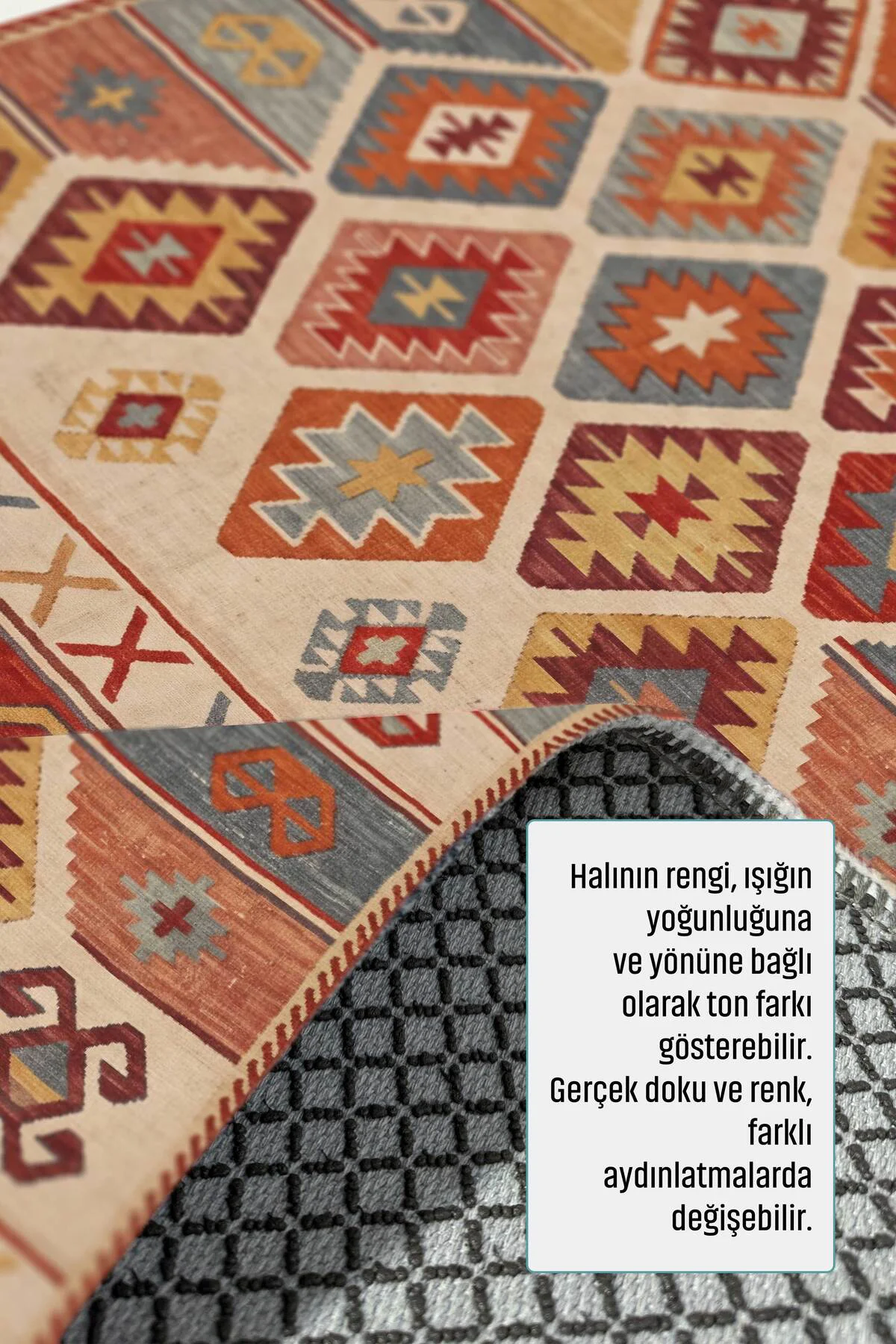 Renkli Anadolu Kilim Şönil Halı Yolluk Kaymaz Yıkanabilir Salon M
